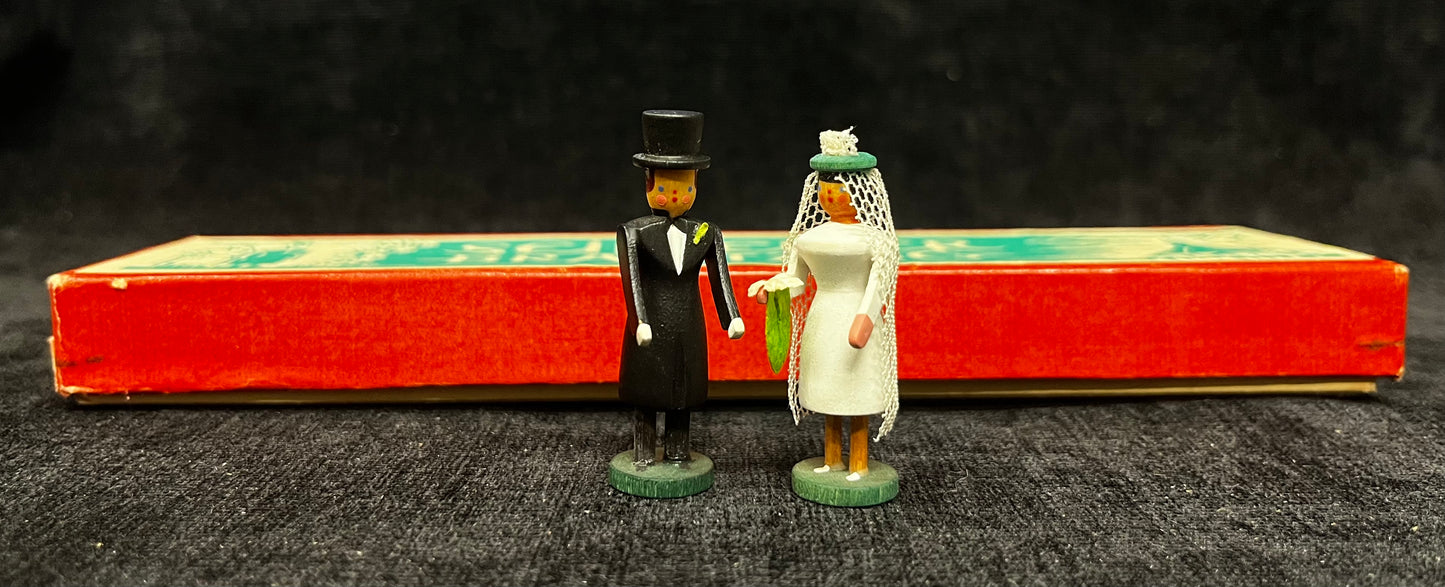 1960s-1980s Miniature Seiffen Bridal Procession with Church - Pristine Condition - Sold as Set - Set of 13 Figurines and 1 Church