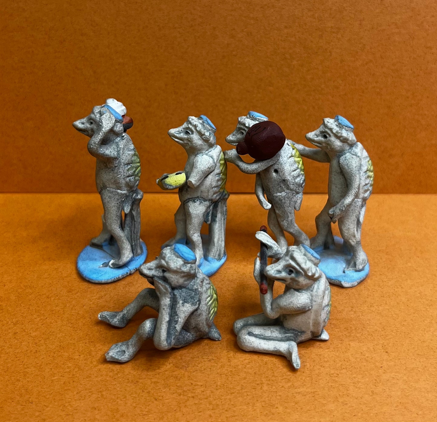 Miniature Japanese Kappa Figurines - Japanese Folklore Figurines - Sold as Set of 6