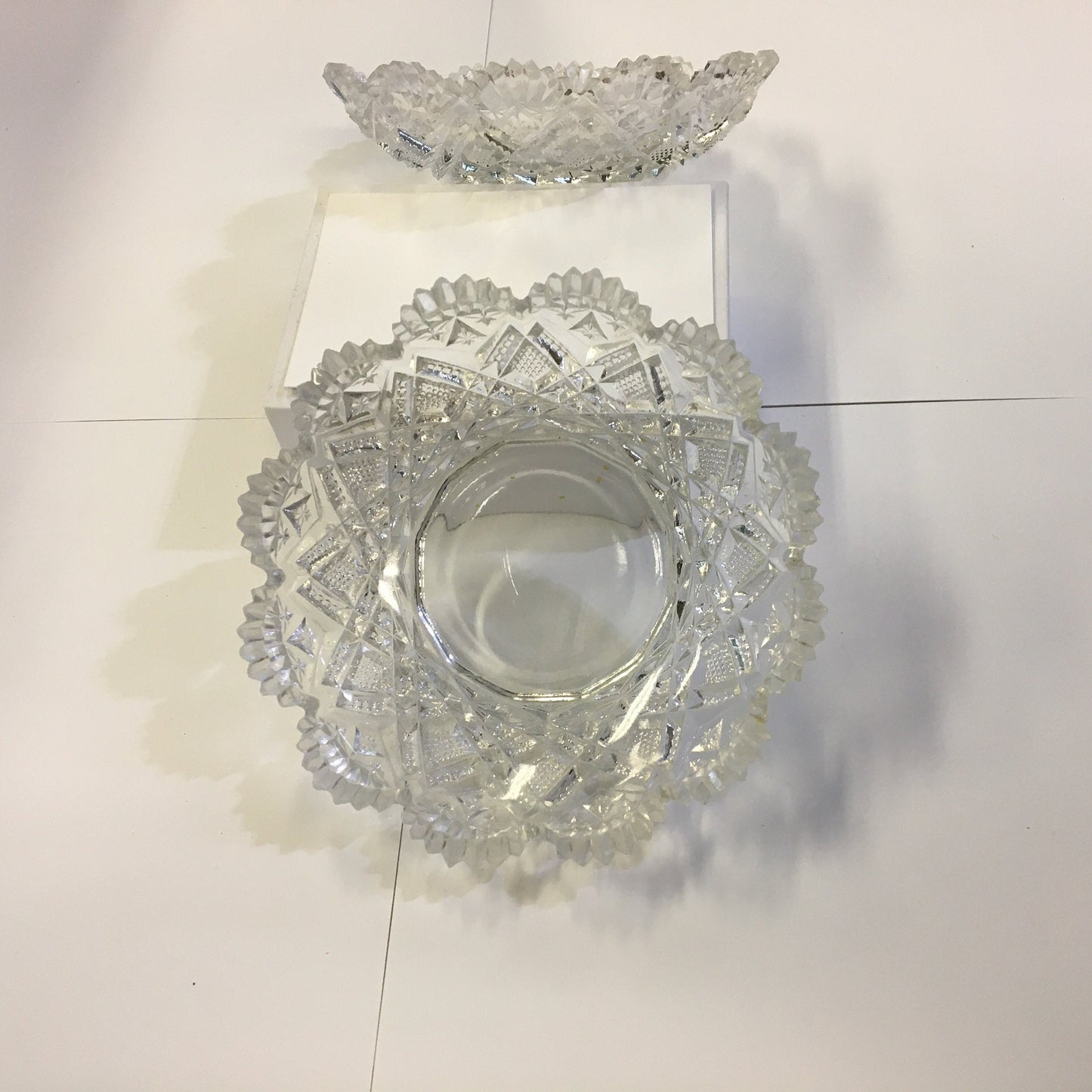 Pressed Glass Crystal Bowl - Snowflake Pattern 5.5 inch - Vintage