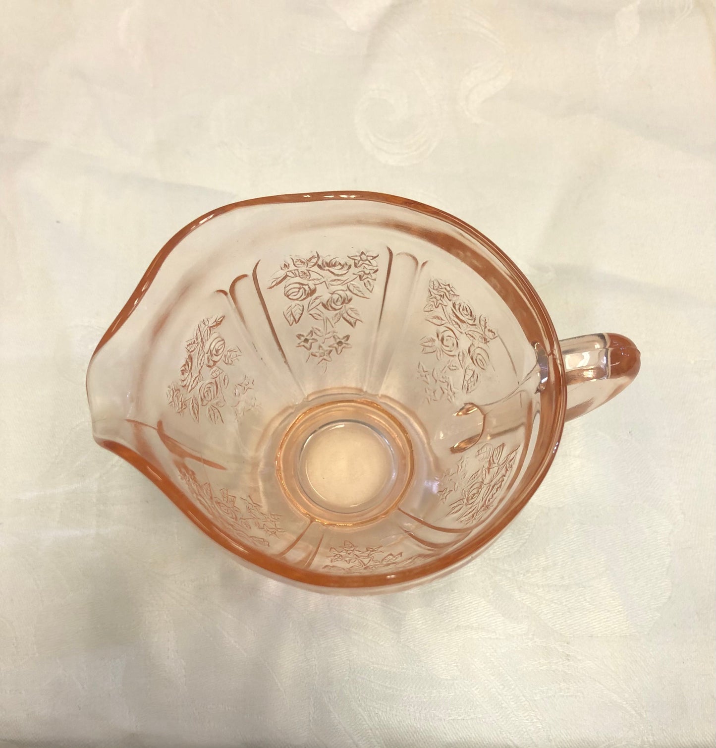 Sharon Pink Depression Glass Cream and Sugar Set - Federal Glass Company - 1939 - Pink Glass Cream and Sugar Set