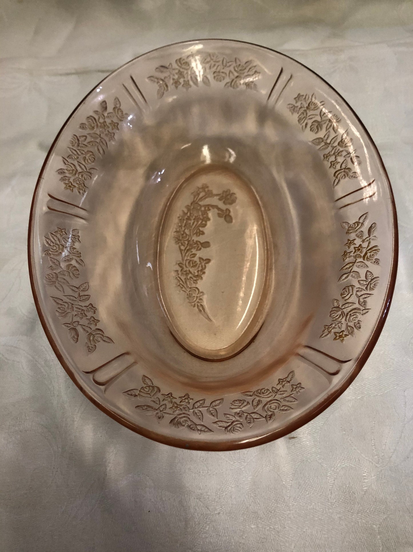 Sharon Pink Depression Glass Vegetable Bowl - Federal Glass Company - 1939 - Sharon Pink Serving Bowl