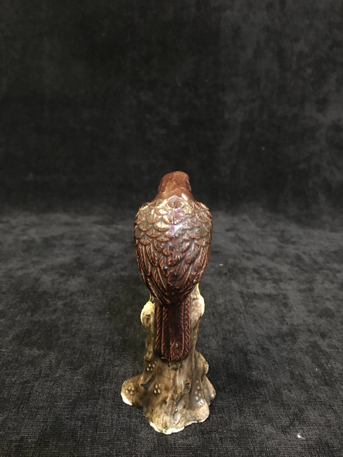 Chinese Mud Bird, Falcon on Tree Stump Figurine