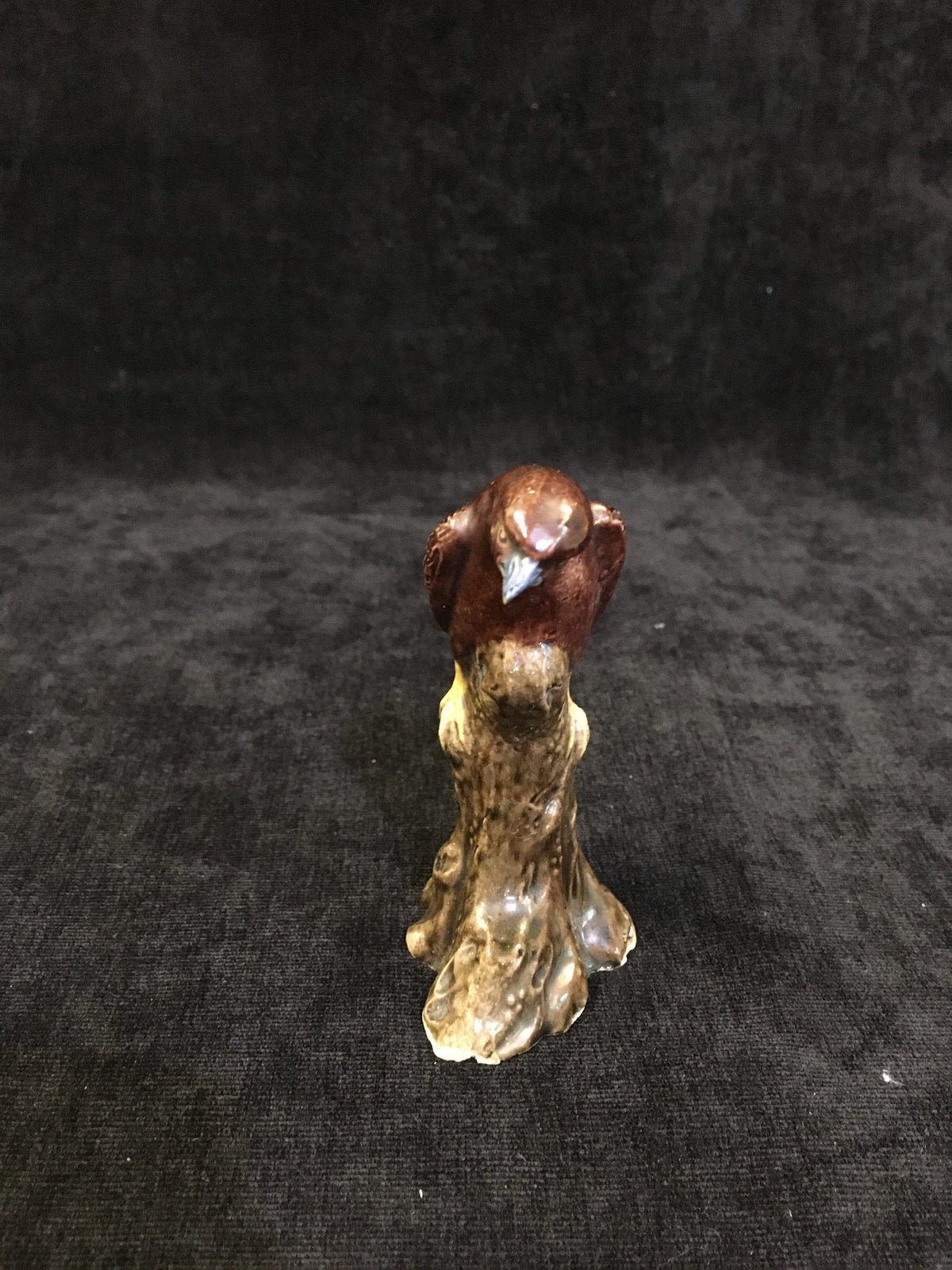 Chinese Mud Bird, Falcon on Tree Stump Figurine