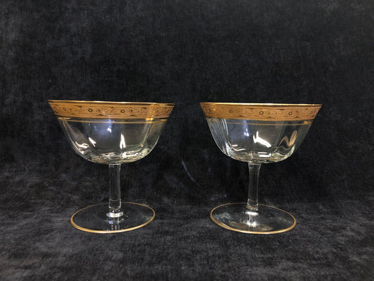 Low Sherbert Tiffin-Franciscan Minton Clear Glasses - Vintage 1930s