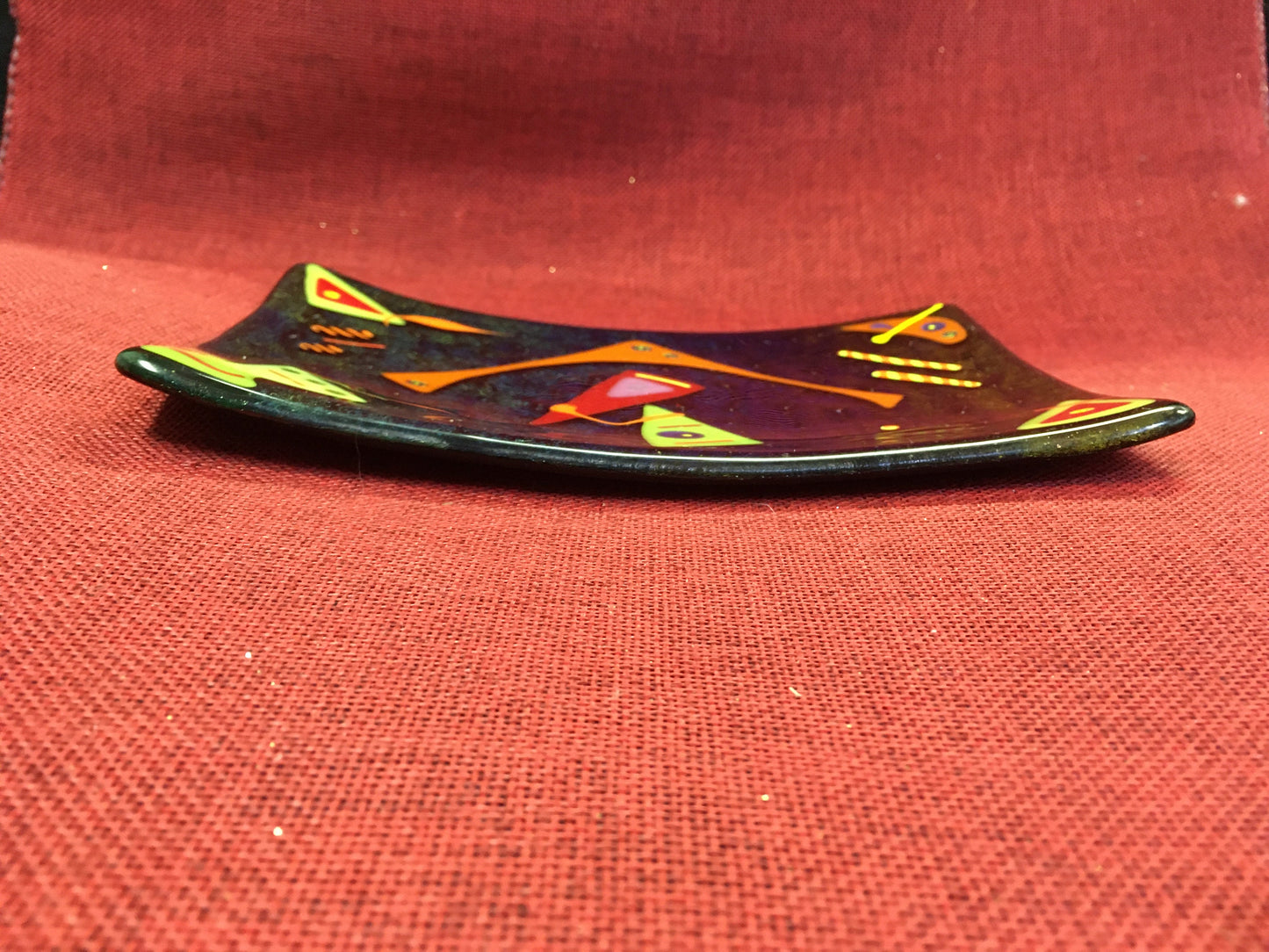 Fused Murano Glass Plate Handmade Mid Century Geometric - Vintage