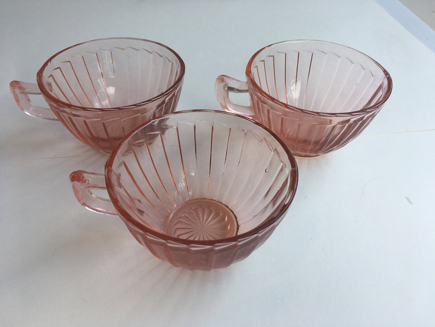 1930s Jeannette Pink Depression Glass Sierra Pinwheel Teacups - 3 Available - Sold Separately