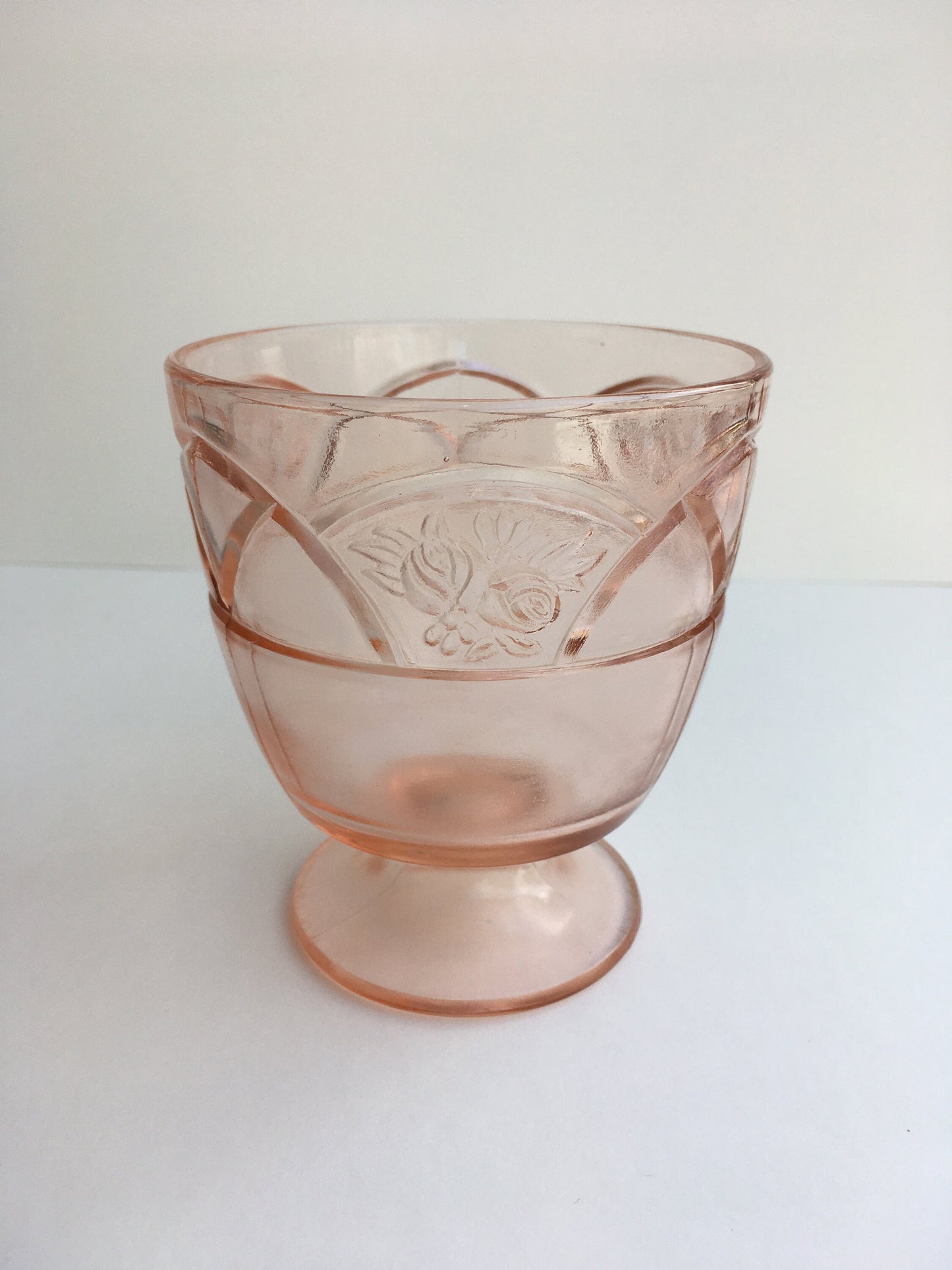 Rare Rosemary Federal Glass Company Pink Depression 1930s Sugar Bowl