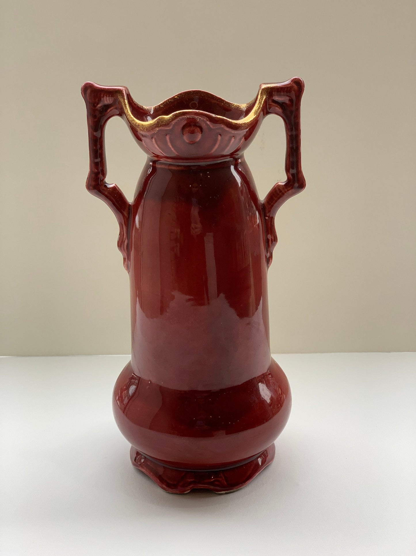 Magenta Majolica Vase with Two Women in the inset Design - Antique