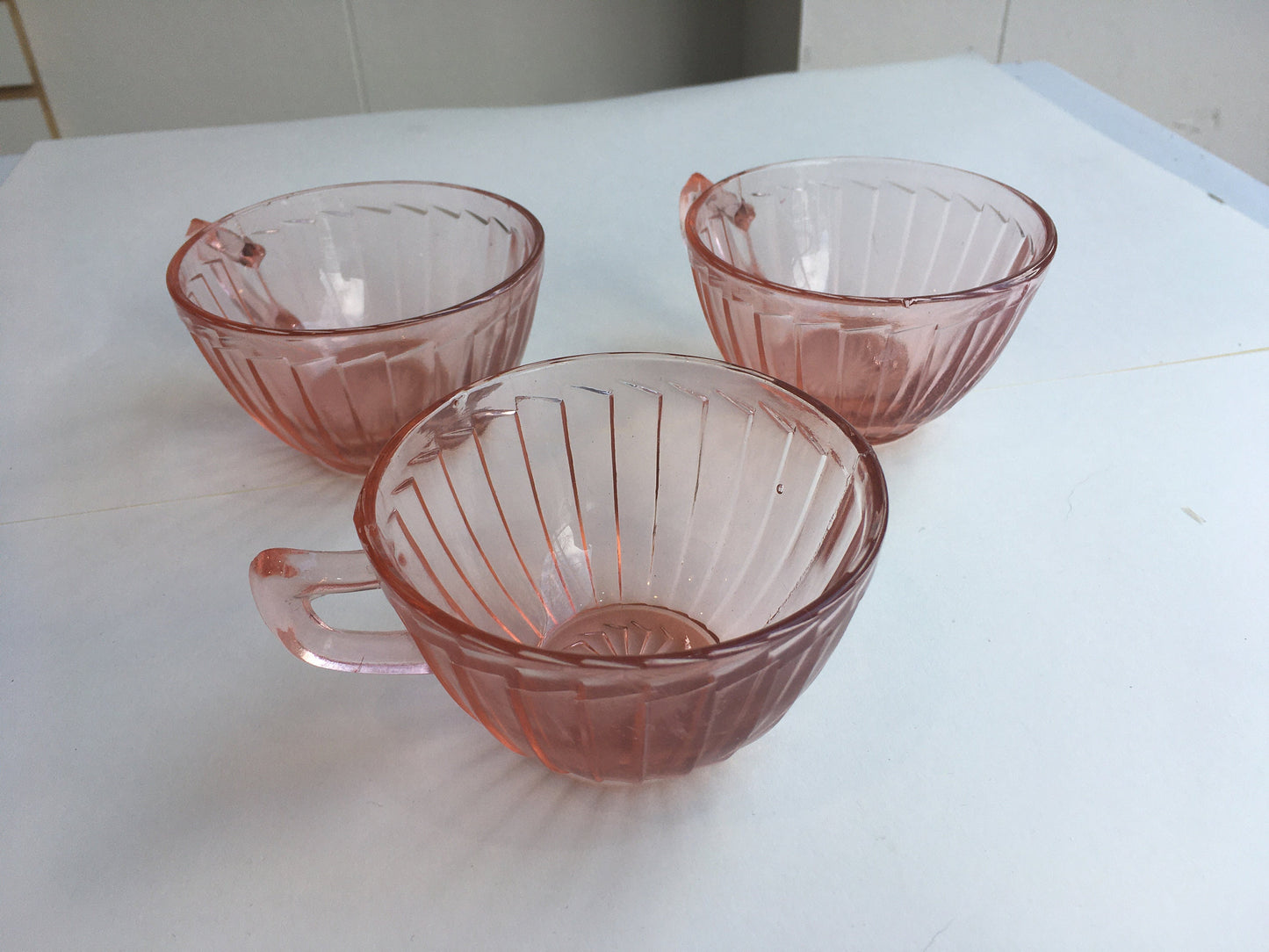 1930s Jeannette Pink Depression Glass Sierra Pinwheel Teacups - 3 Available - Sold Separately