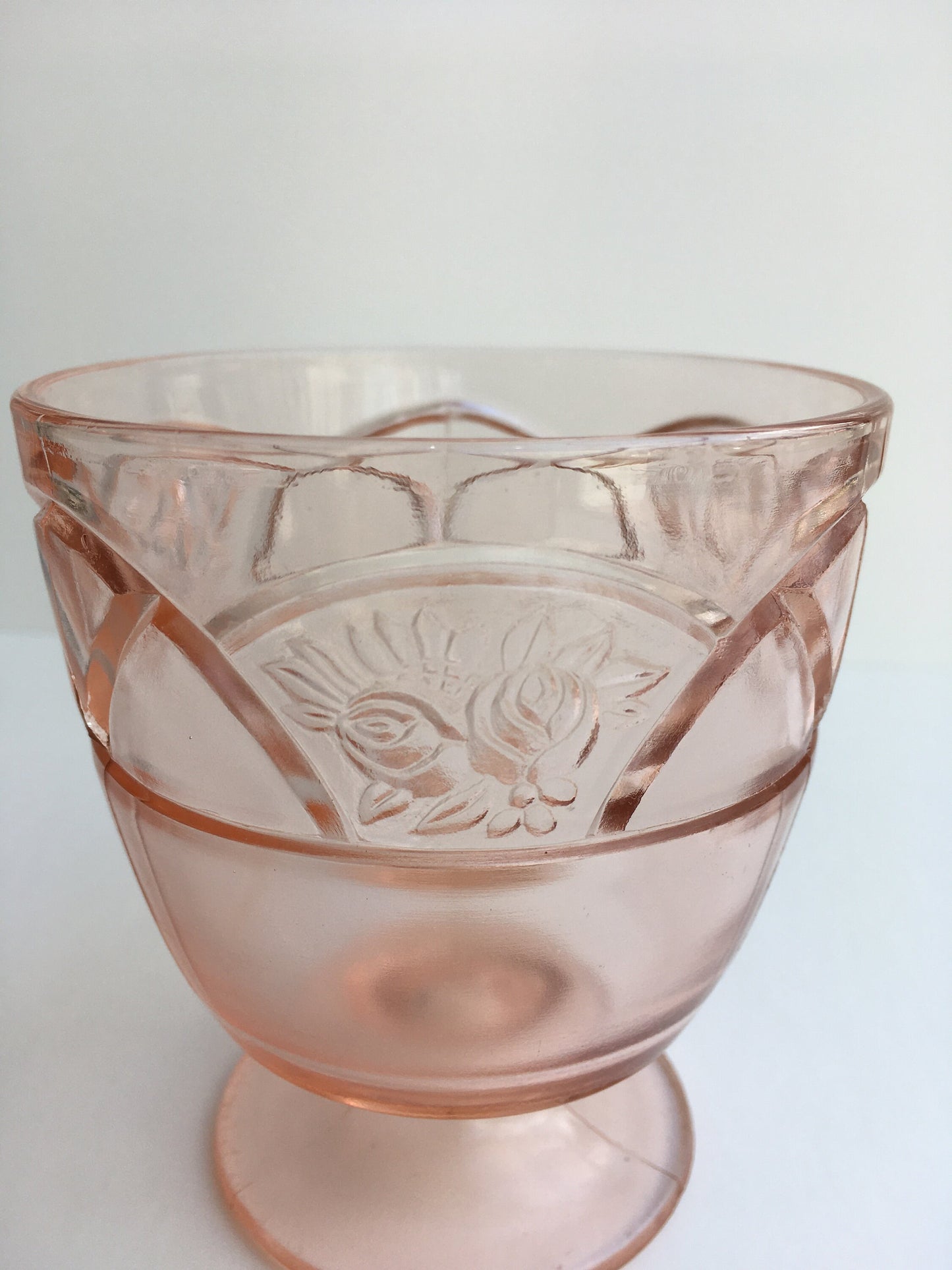 Rare Rosemary Federal Glass Company Pink Depression 1930s Sugar Bowl