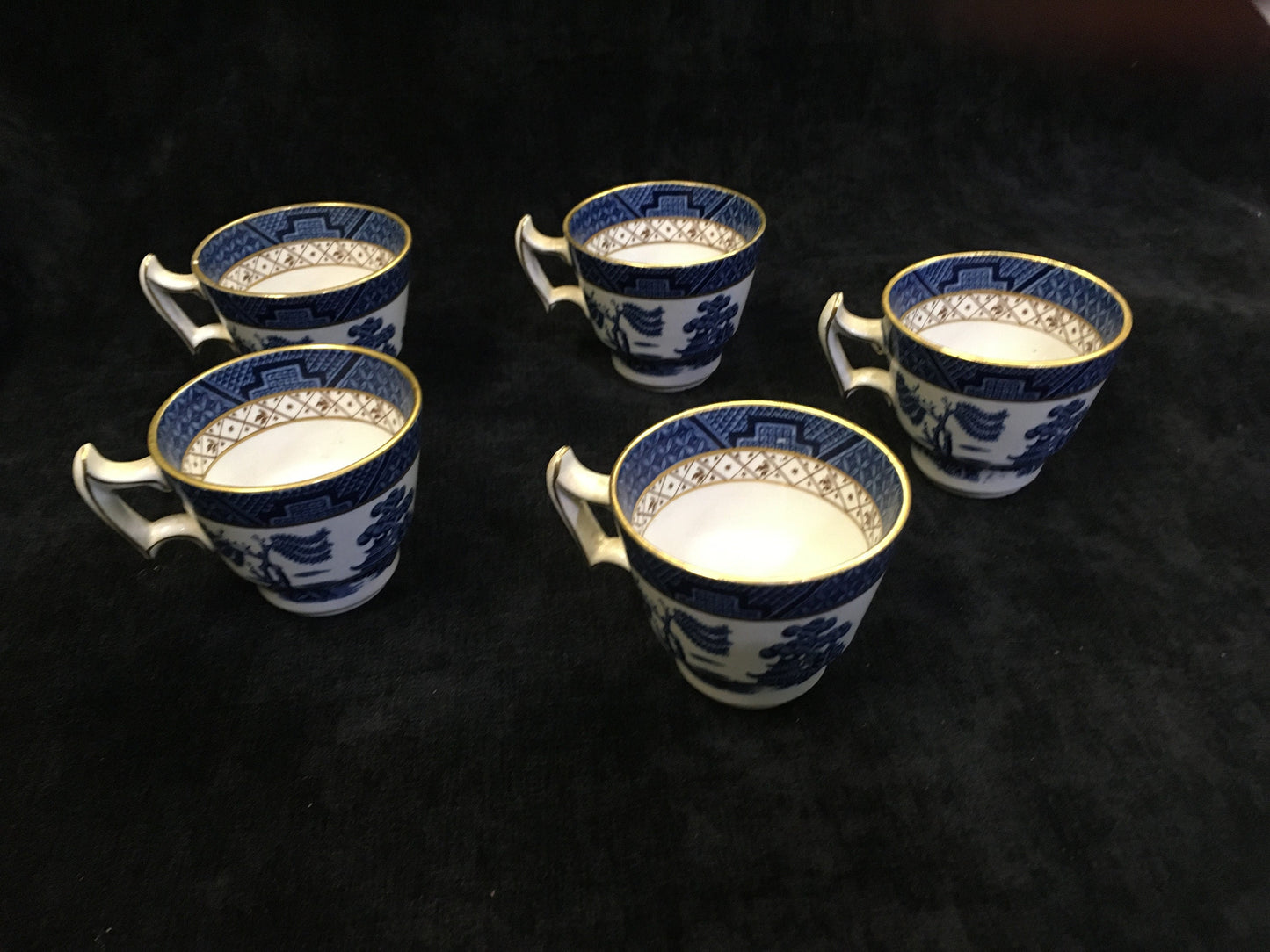Booths "Real Old Willow" China DemitasseTeacups made in England Blue and White - 1940s Vintage