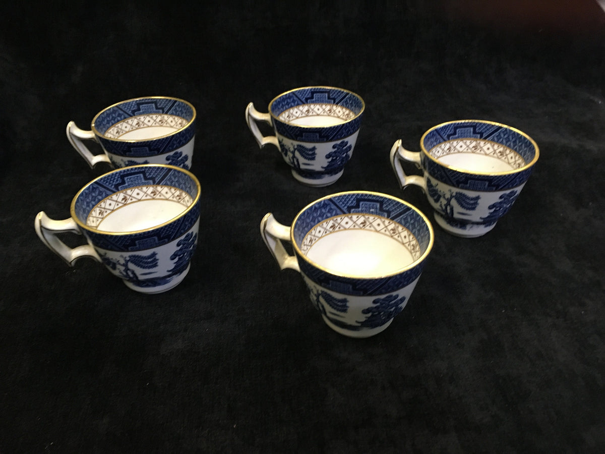 Booths "Real Old Willow" China DemitasseTeacups made in England Blue and White - 1940s Vintage