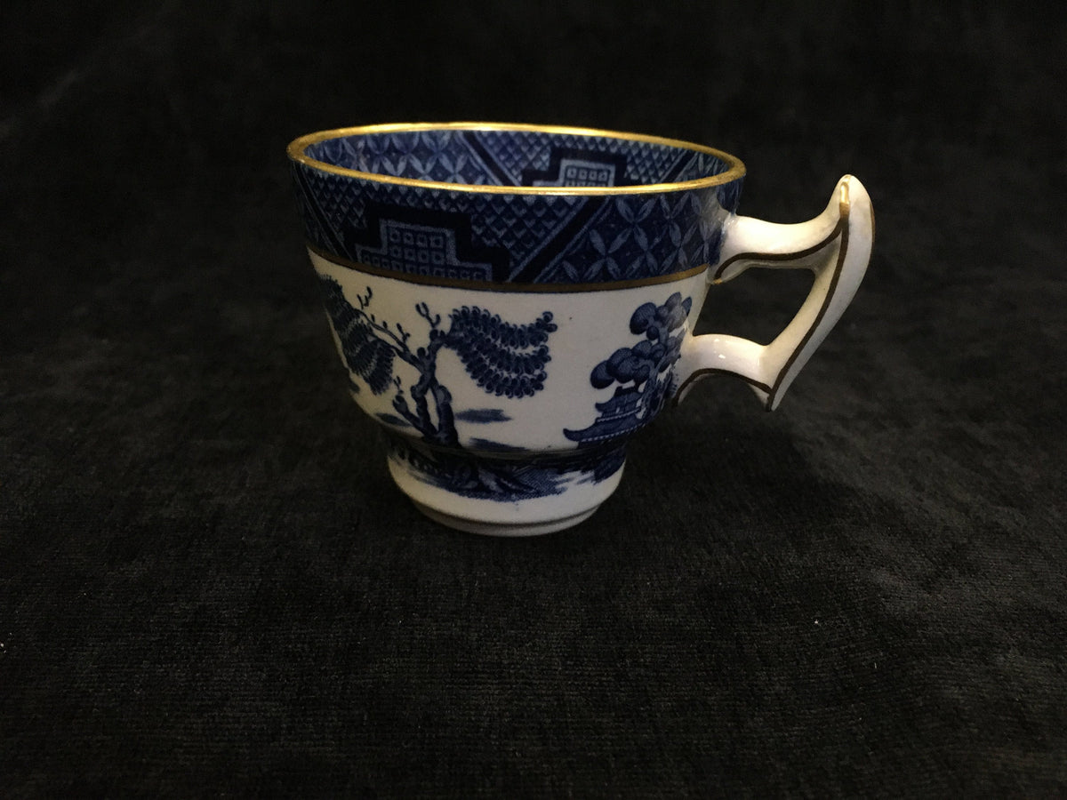 Booths "Real Old Willow" China DemitasseTeacups made in England Blue and White - 1940s Vintage