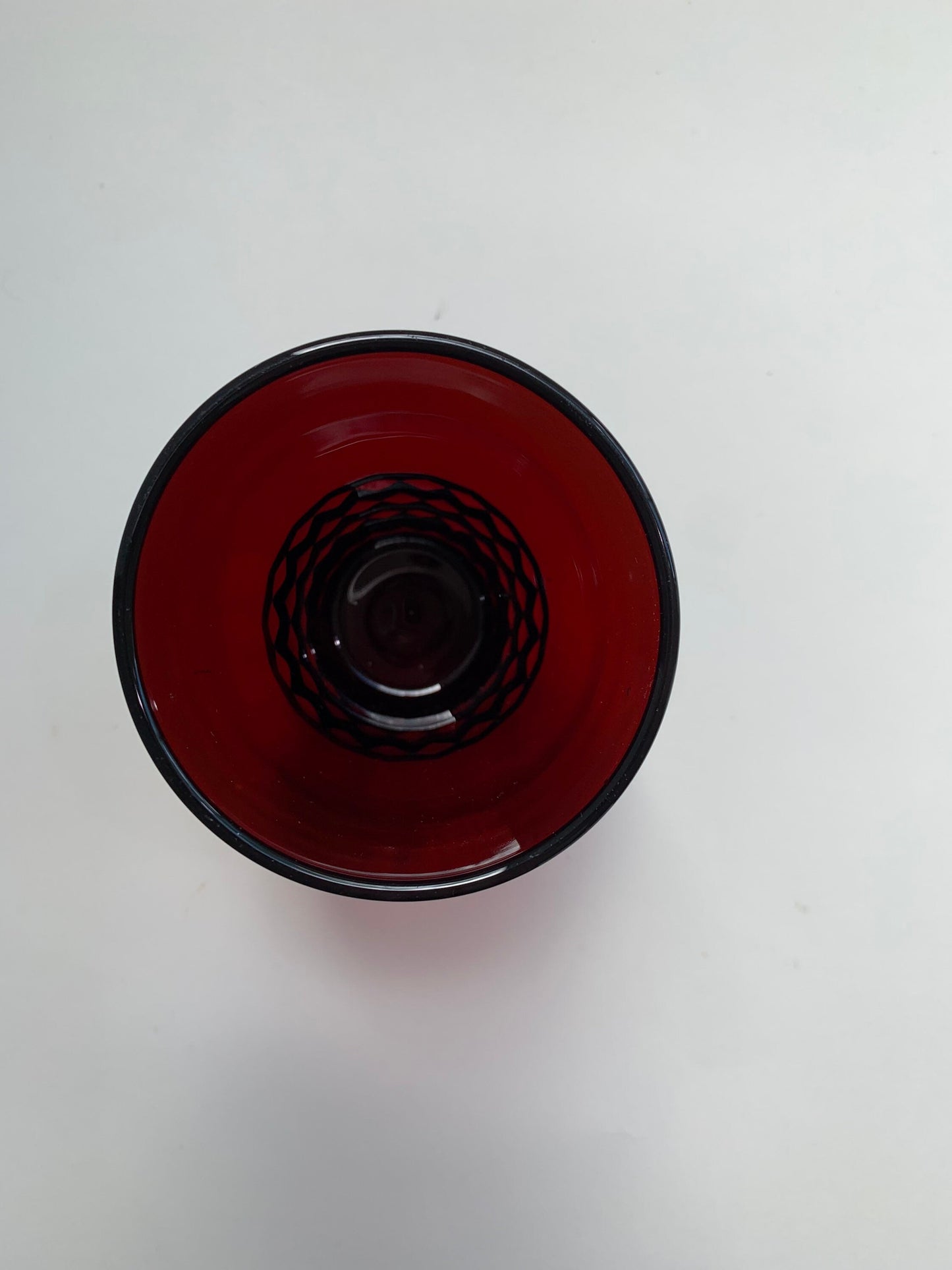 Pressed Ruby Glass Patterned Juice Cup or Cocktail Glass - Vintage