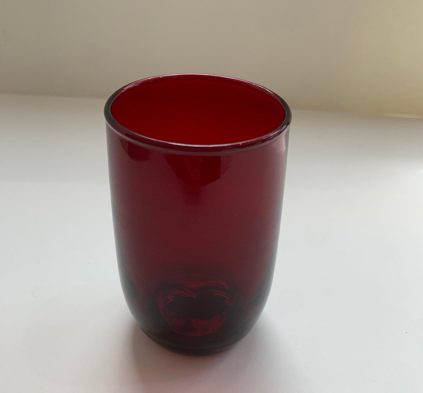 Pressed Ruby Glass Curved Juice Glass - 3.5 inches - Vintage