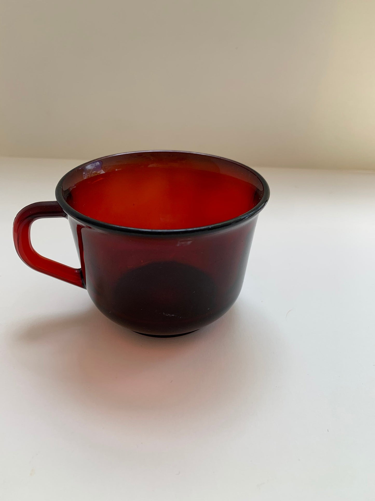 Pressed Ruby Glass Cup and Saucer Set - Vintage
