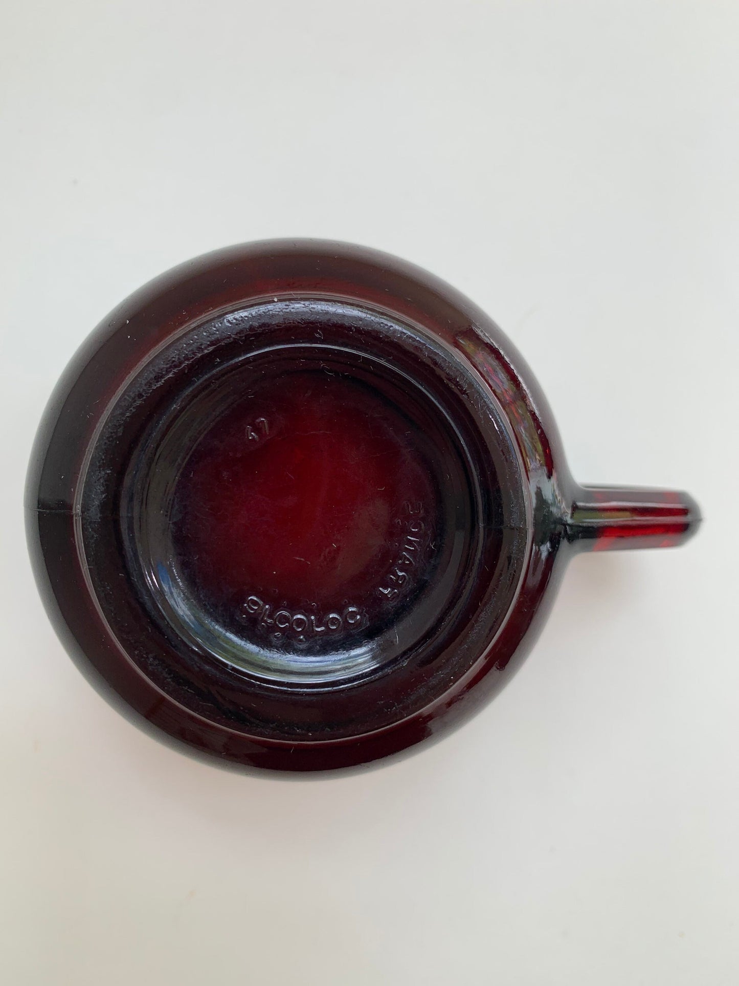 Pressed Ruby Glass Cup and Saucer Set - Vintage