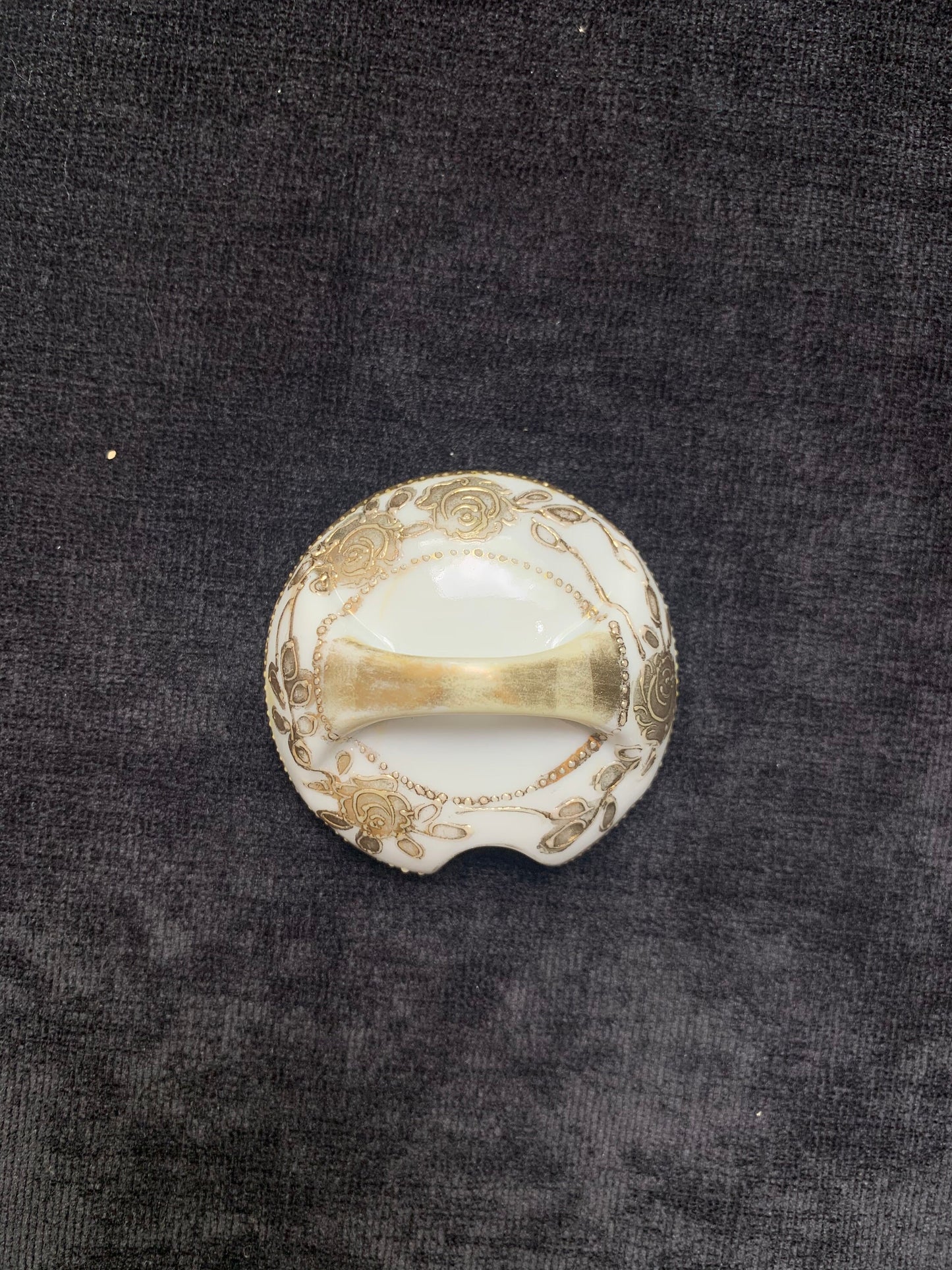 Hand Painted 14K Gold Nippon Mustard Server - Mustard server with Underplate