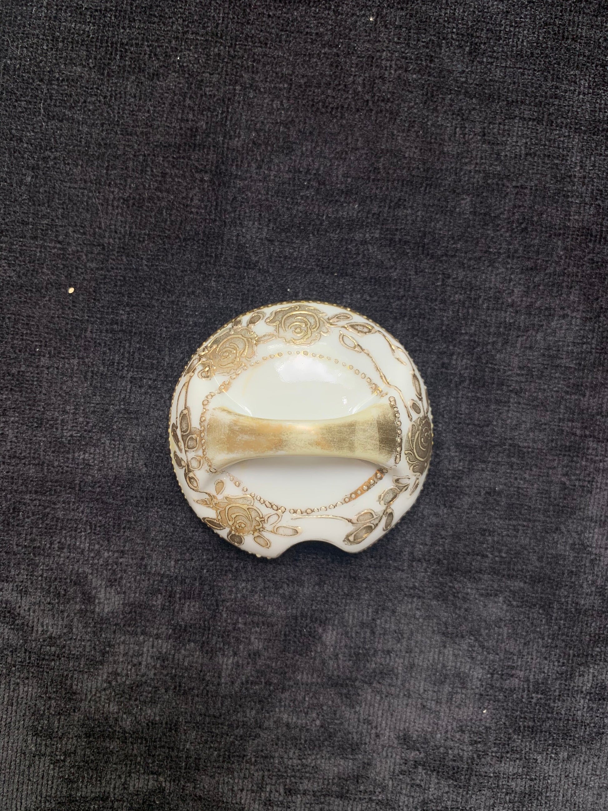 Hand Painted 14K Gold Nippon Mustard Server - Mustard server with Underplate