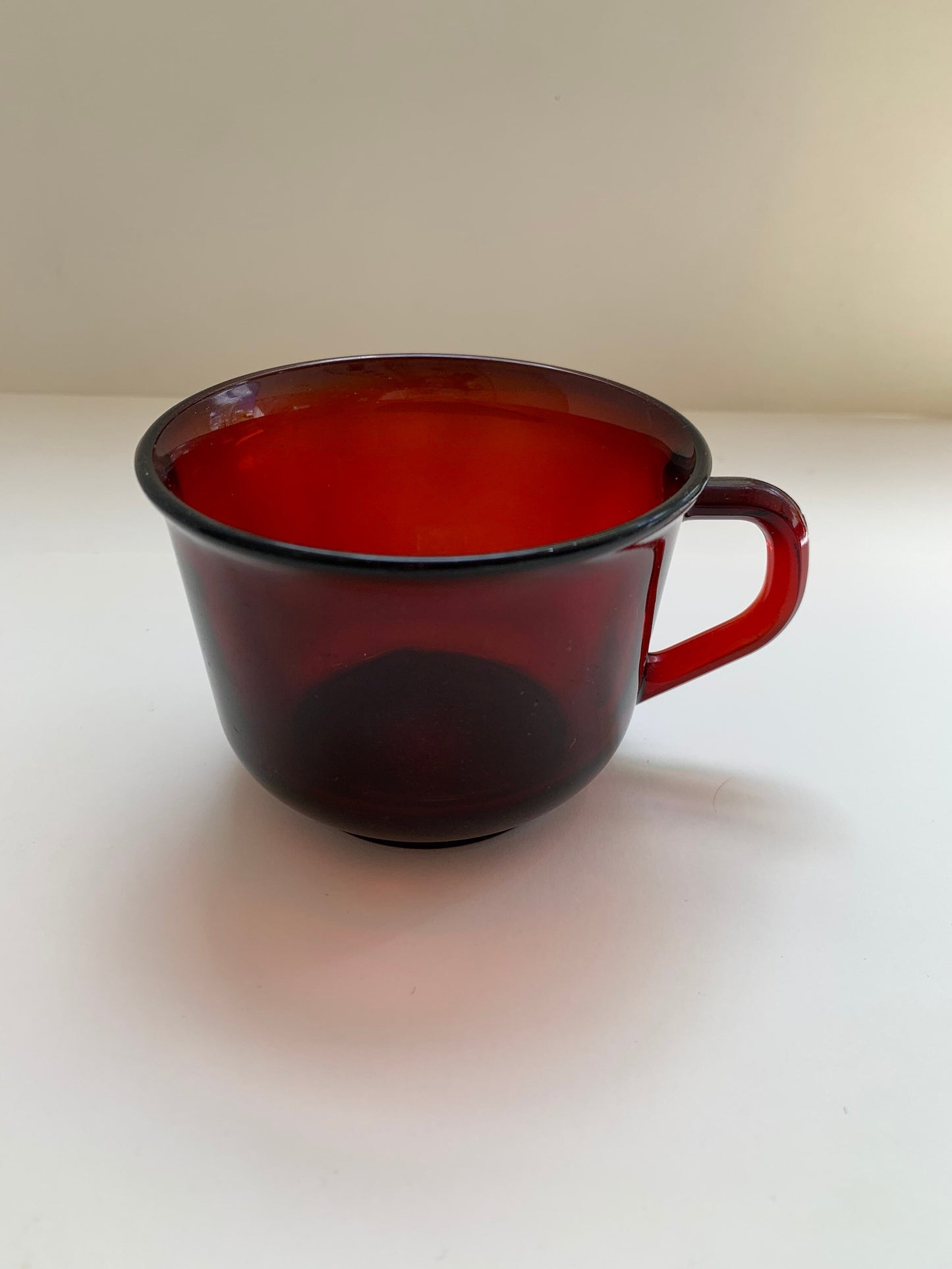Pressed Ruby Glass Cup and Saucer Set - Vintage