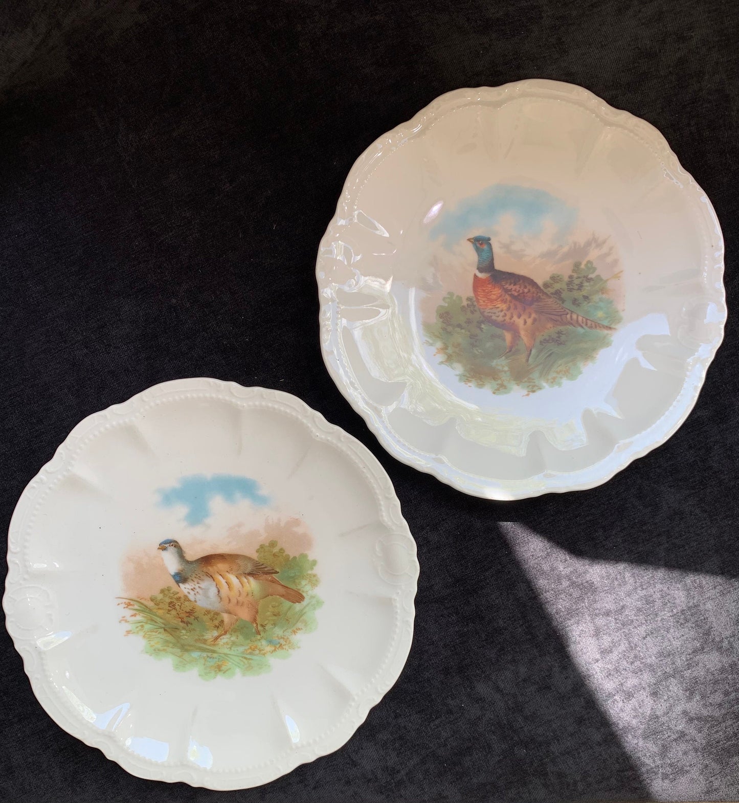 Bavaria Game Bird Plates-Set of Two, Pheasant and Partridge - Vintage