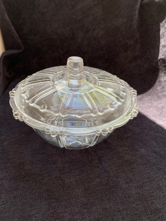 Covered Crystal Candy/Bon Bon Dish - Vintage, 1940's - 1950's