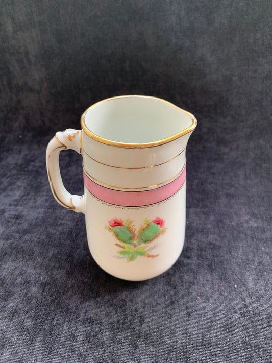 Charles Field Haviland Moss Rose Creamer Pitcher with Gilt Edge - Antique 1870s