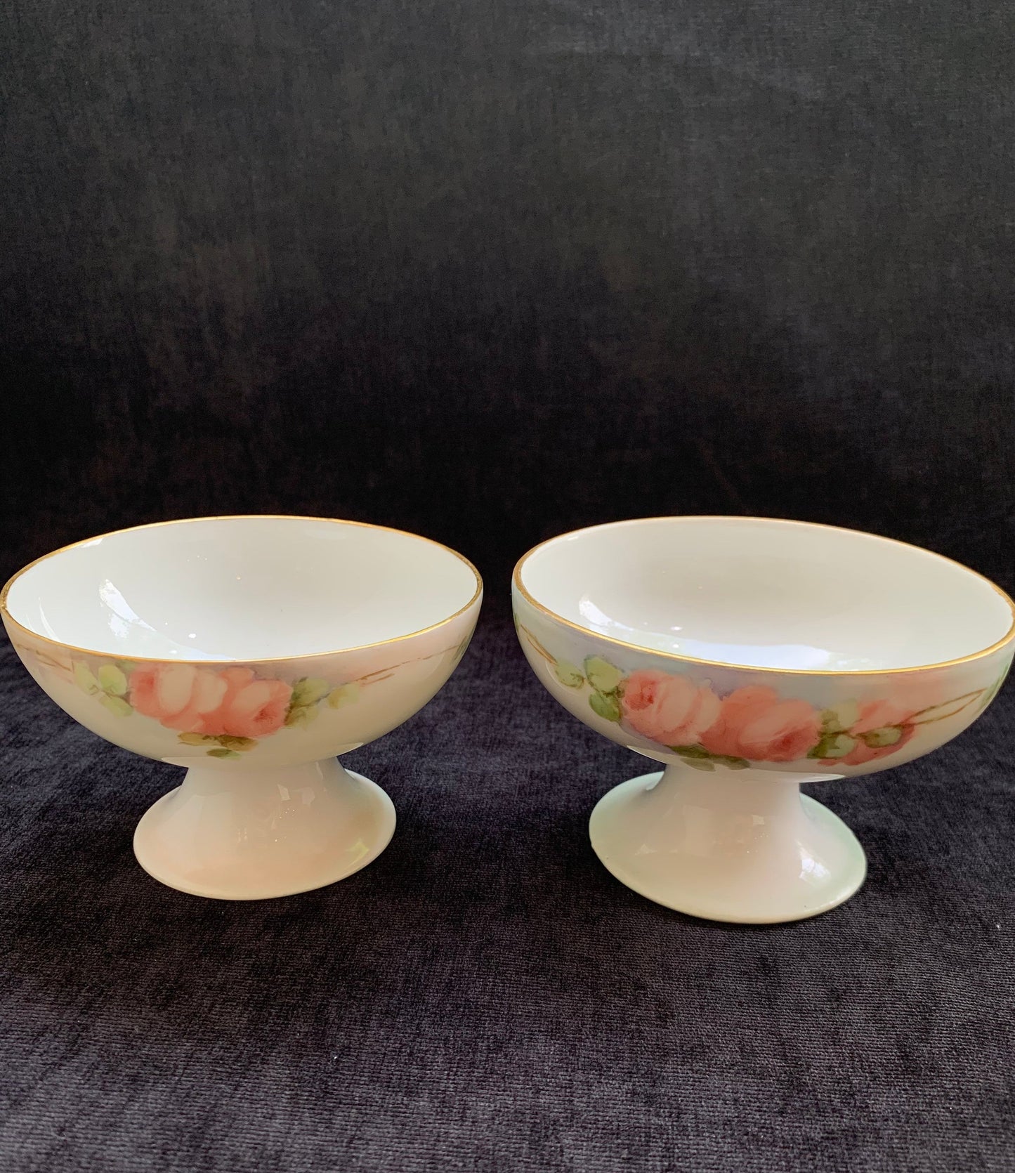 Hand Painted DC France Maley Design, Compote Dishes - Set of 2 - Vintage