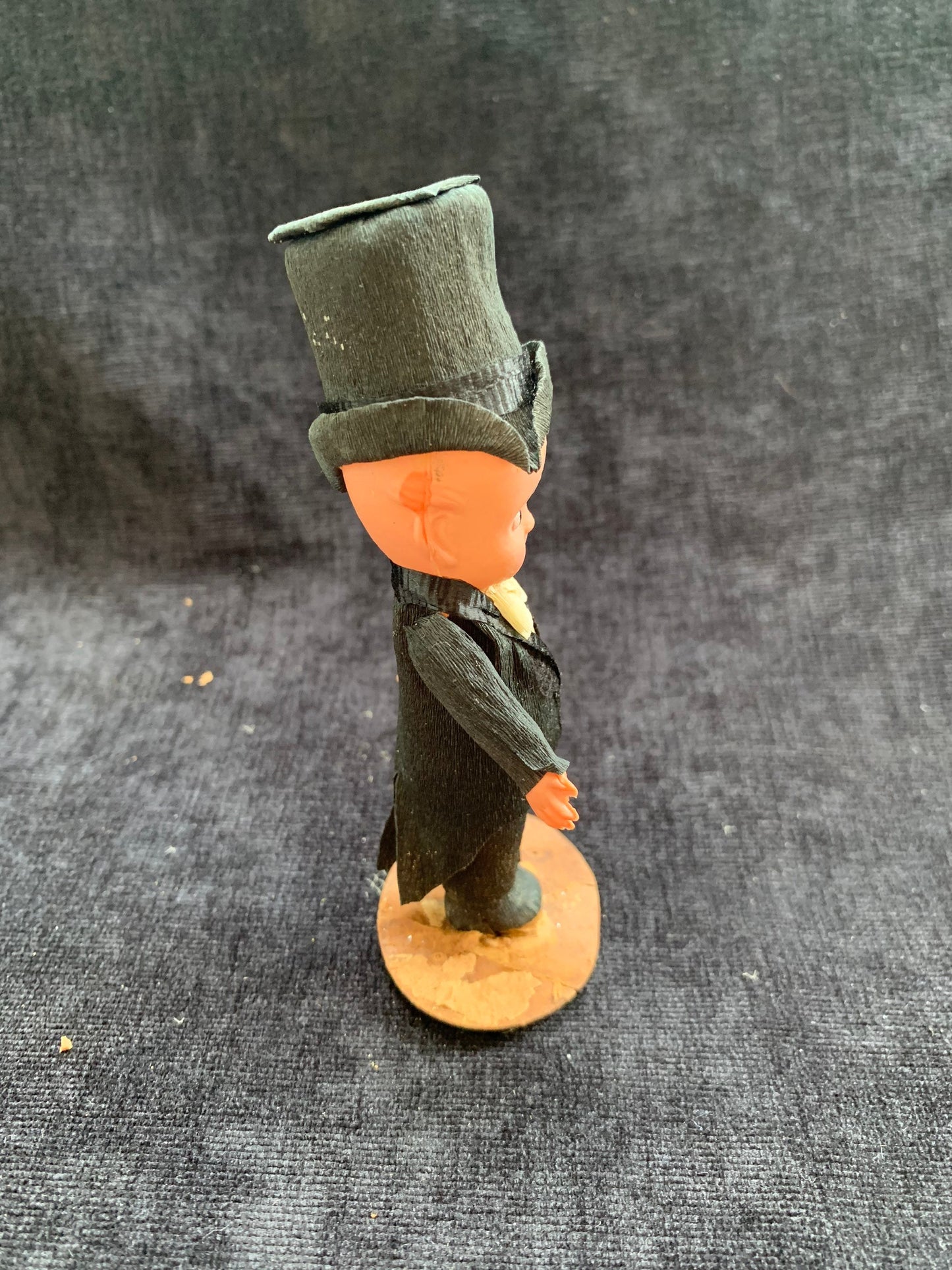 Celluloid Bride and Groom Figurines in Crepe Paper Clothes - Vintage Cake Topper From 1920's - collectible Cake Toppers sold as set