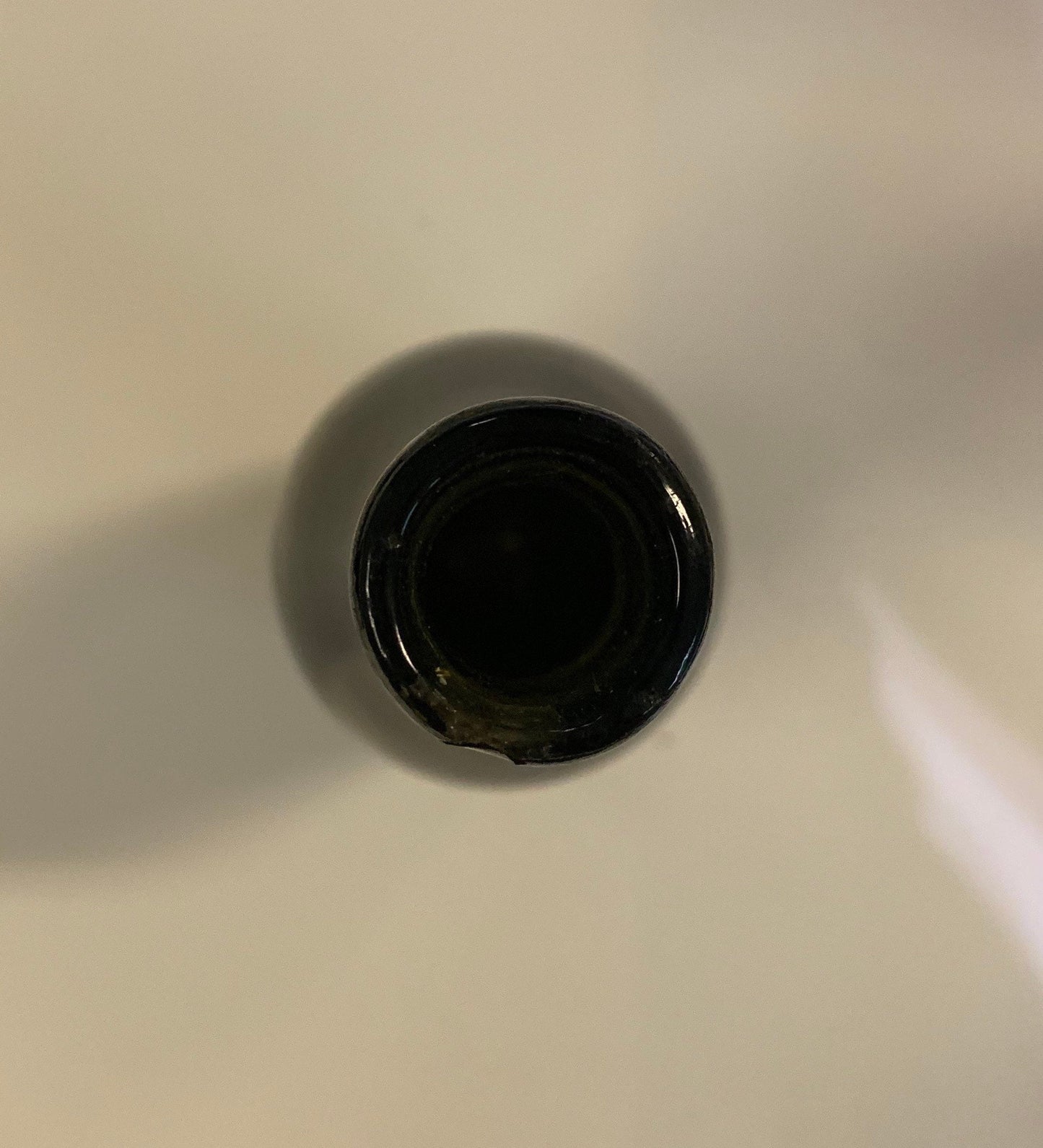 Rare mouth blown Black Glass Blob Top Wine Bottle Unmarked with Vent Marks