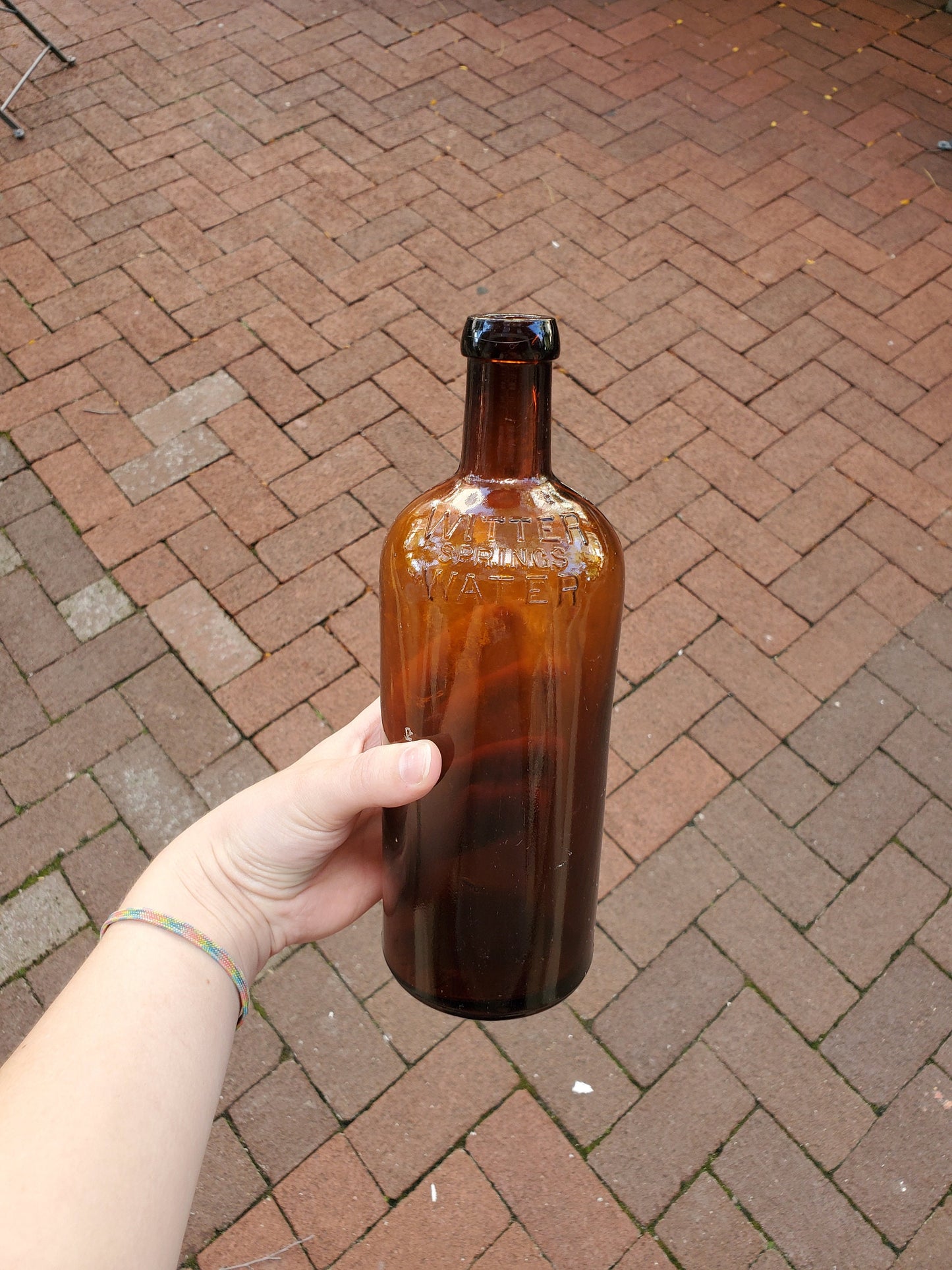 Witter Springs Water, Vintage Amber Glass Bottle From Early 1900s