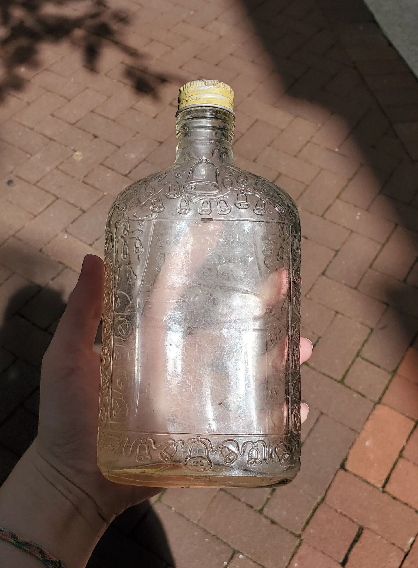 Carnival Glass Golding Wedding, 1940s Whiskey Bottle with Lid