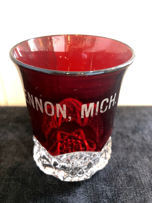 Lennon, Michigan Souvenir Ruby Red Stained Glass Tumbler