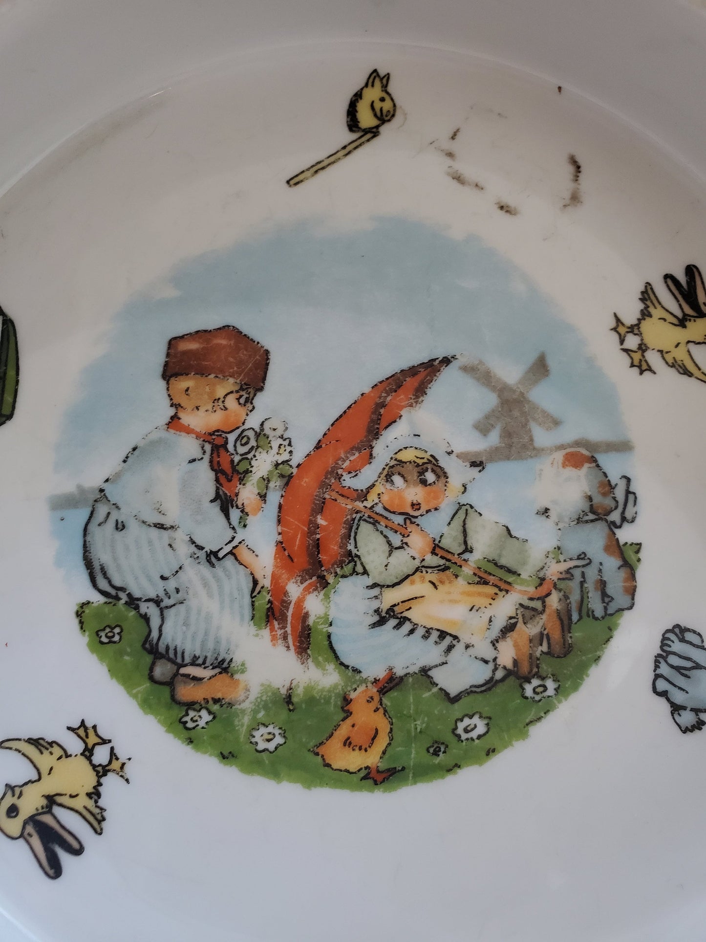Googlie eyed Children on  Baby Dish, Marked OG Germany. Early 1900s