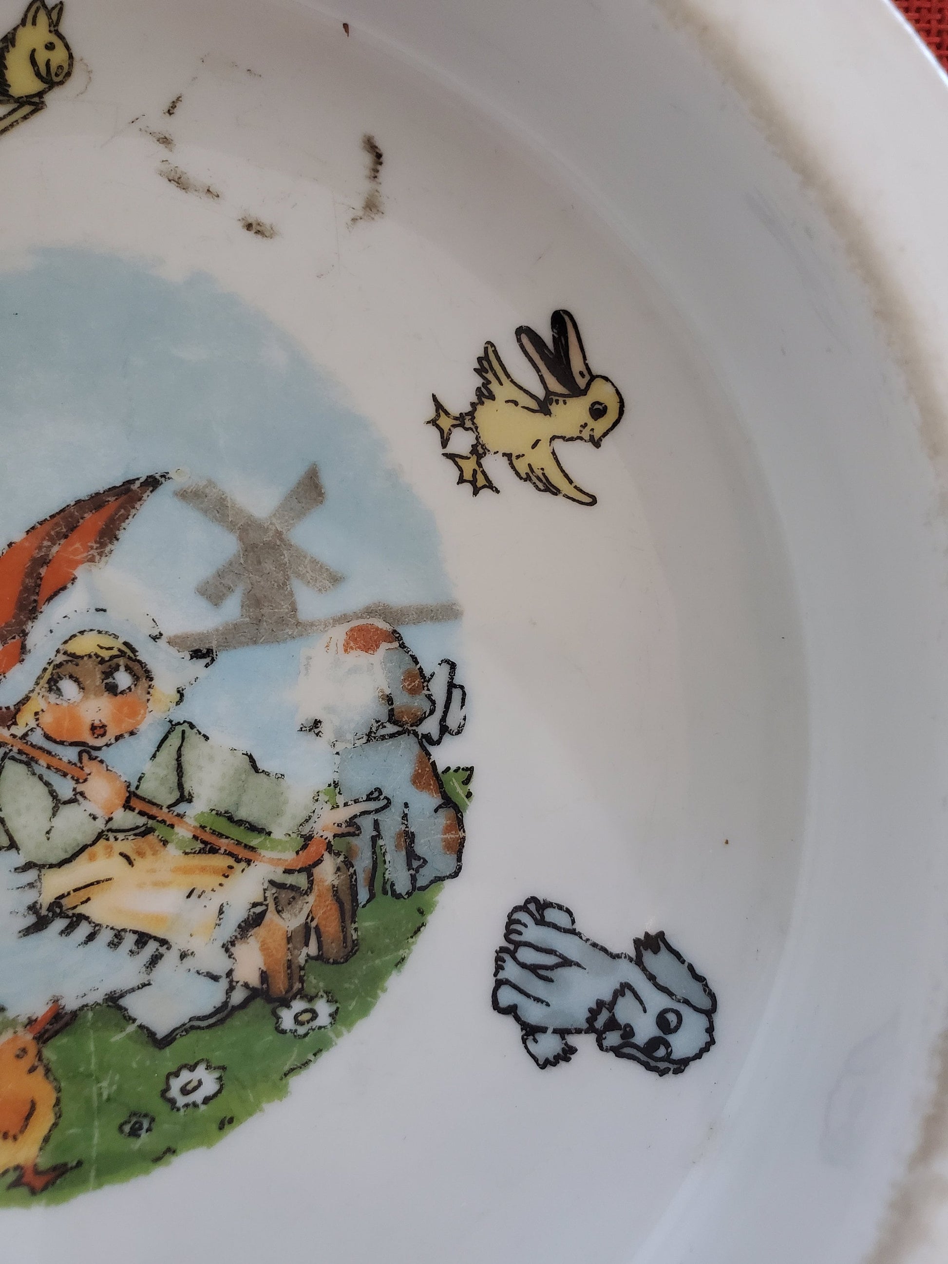 Googlie eyed Children on  Baby Dish, Marked OG Germany. Early 1900s