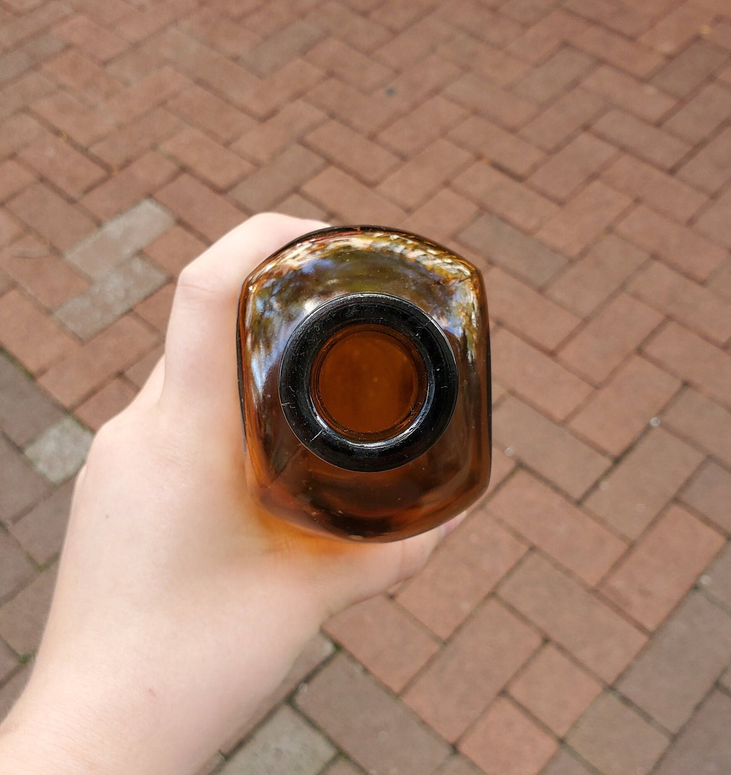 Ozomulsion Amber Glass Bottle Cork Top, late 1800s