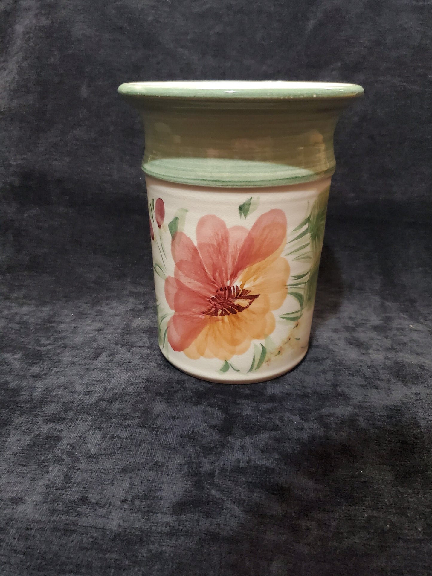 Hand Thrown and Handpainted Flowered Vase