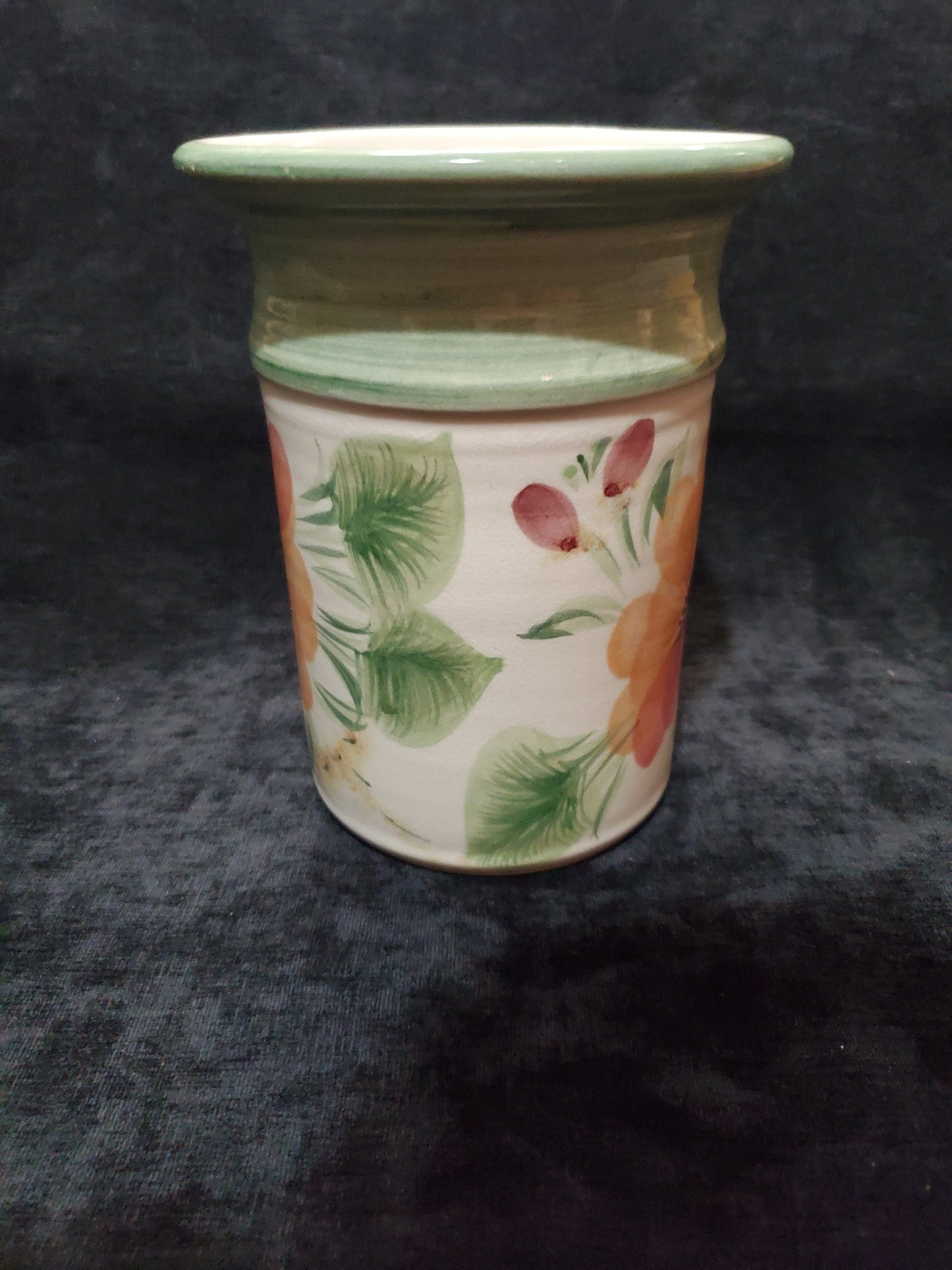 Hand Thrown and Handpainted Flowered Vase