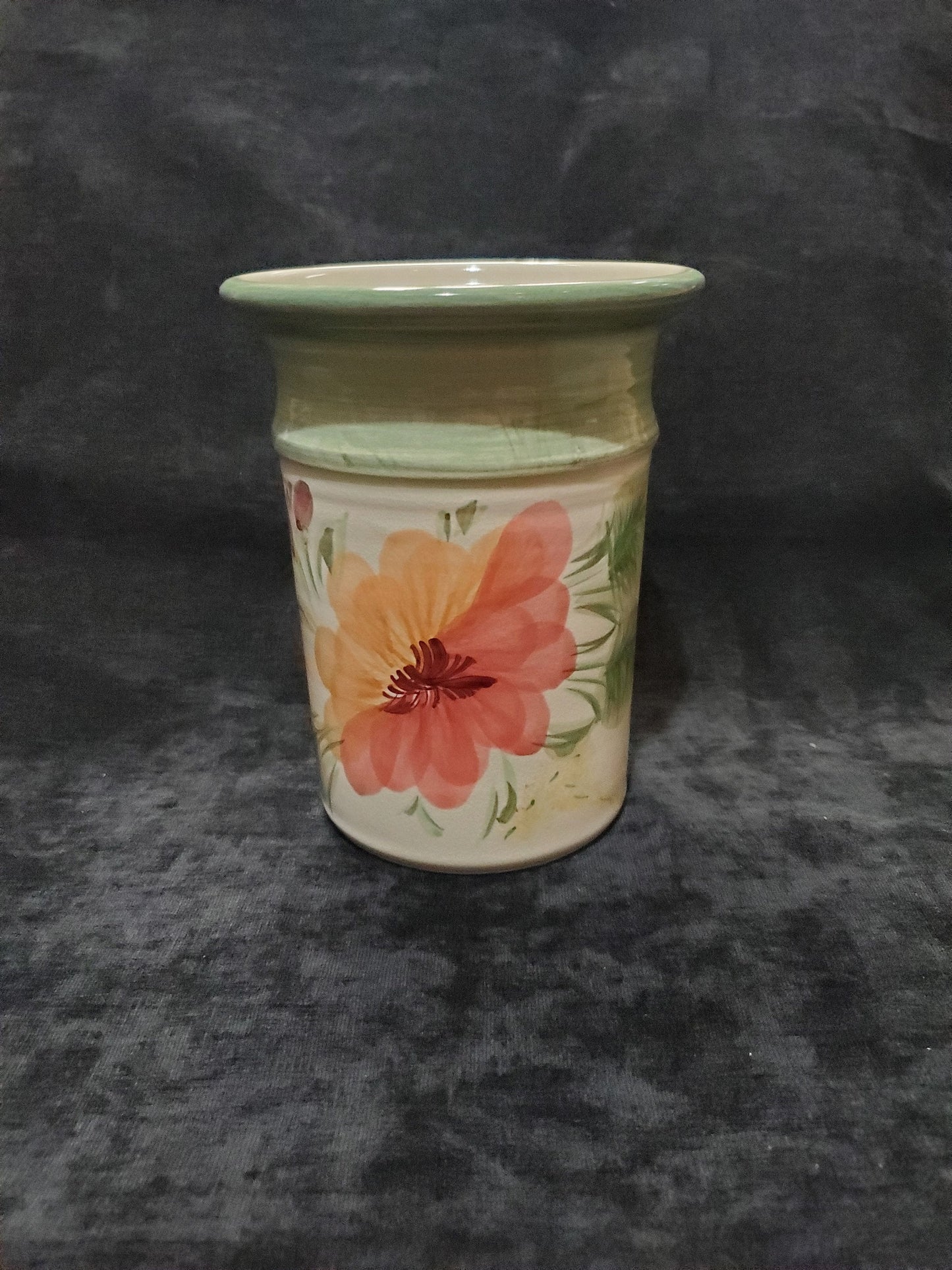 Hand Thrown and Handpainted Flowered Vase