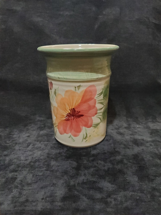 Hand Thrown and Handpainted Flowered Vase