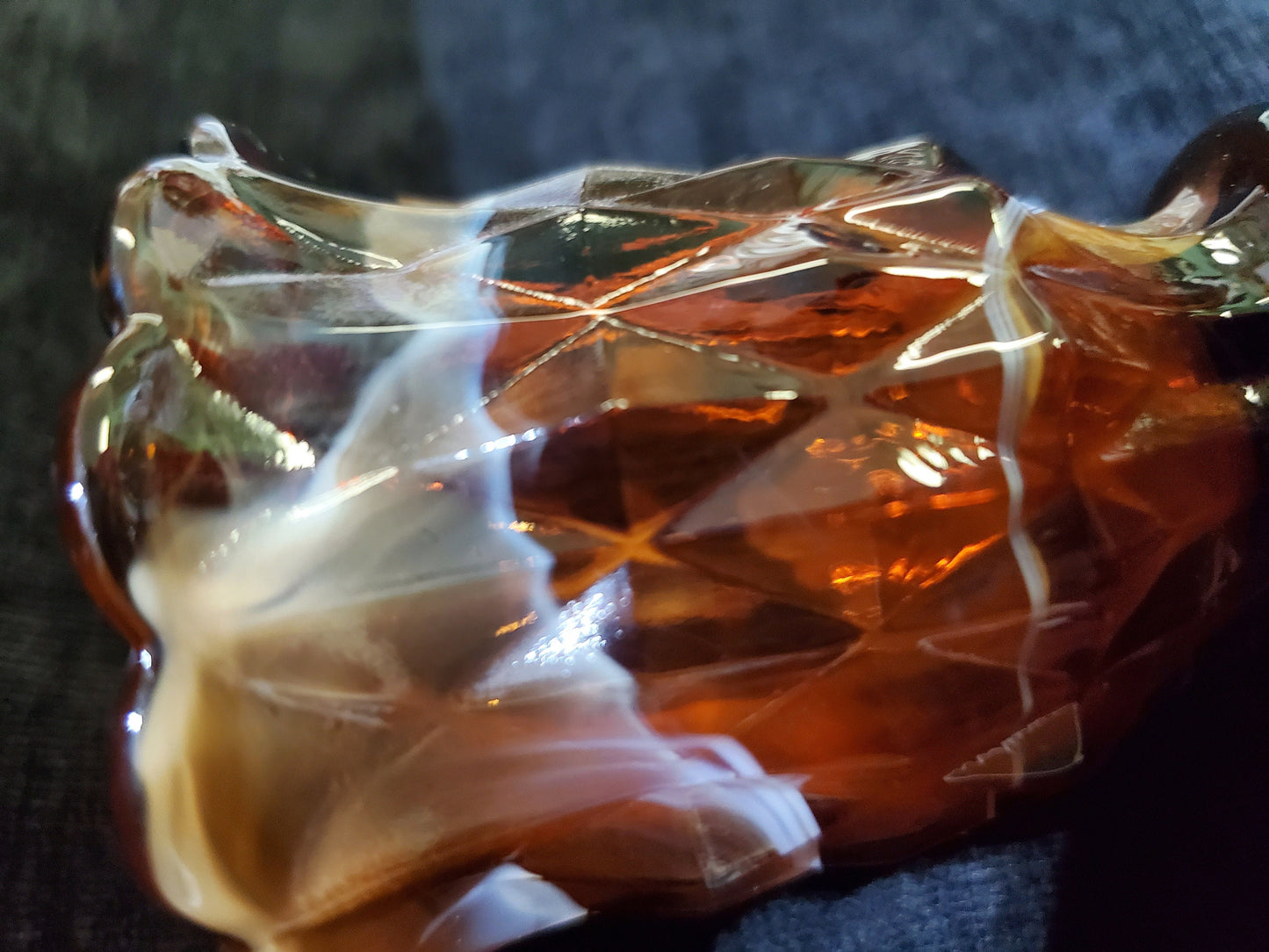 Caramel and White Slag Glass Tooth Pick Holder - Vintage