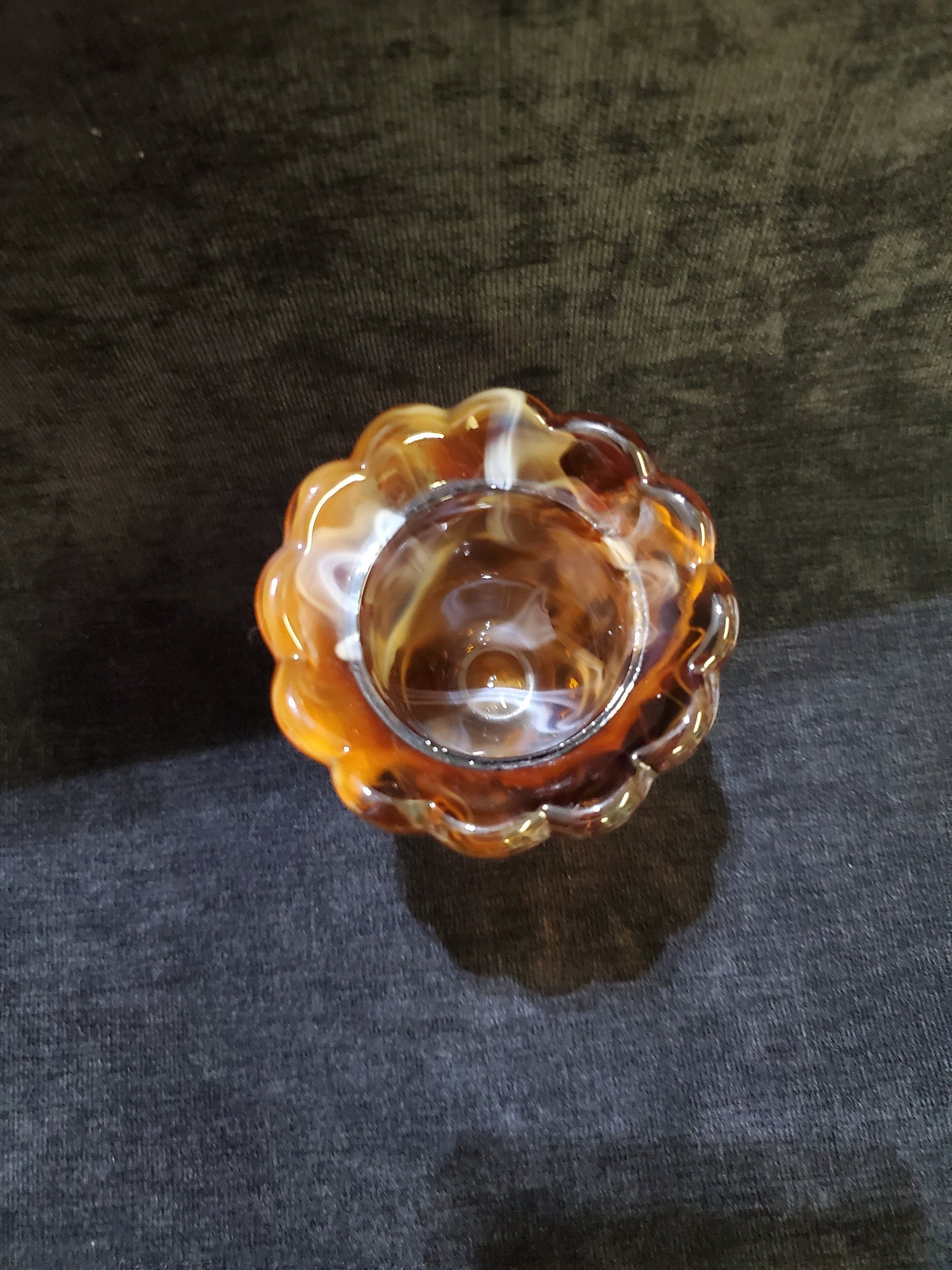 Caramel and White Slag Glass Tooth Pick Holder - Vintage