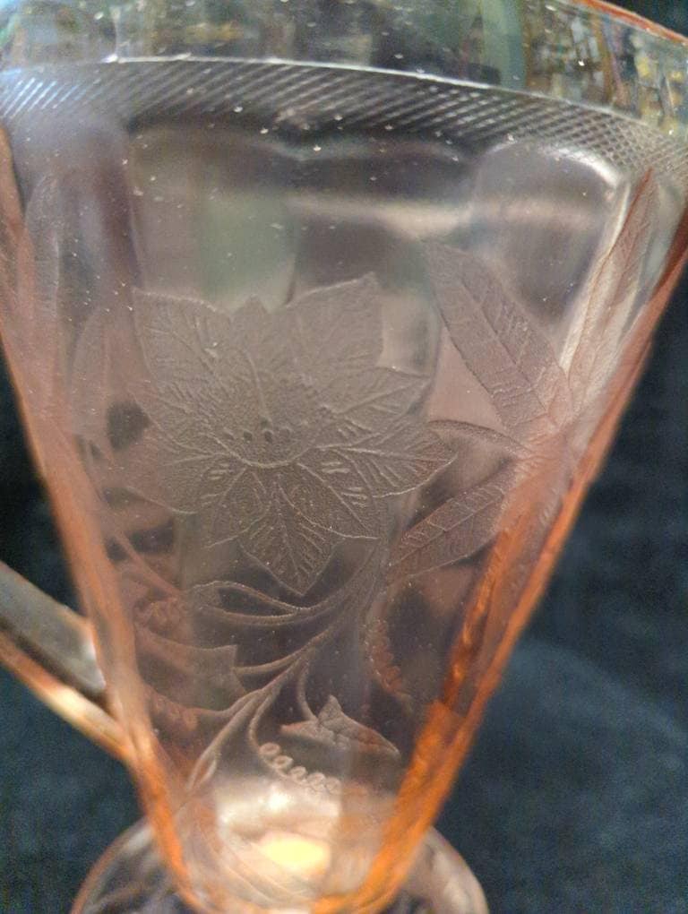 Jeannette Pink Poinsettia Depression Glass Pitcher