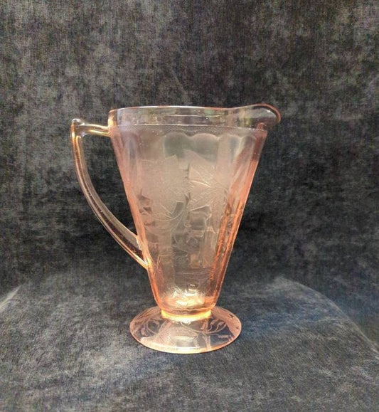 Jeannette Pink Poinsettia Depression Glass Pitcher