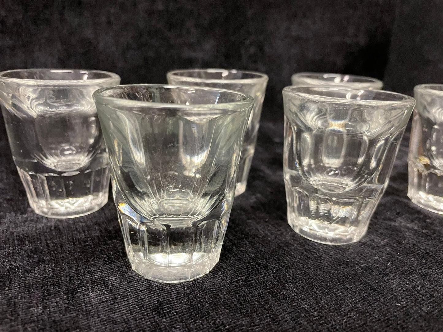 Set of 6 Shot Glasses, Weighted Bottom with Panels