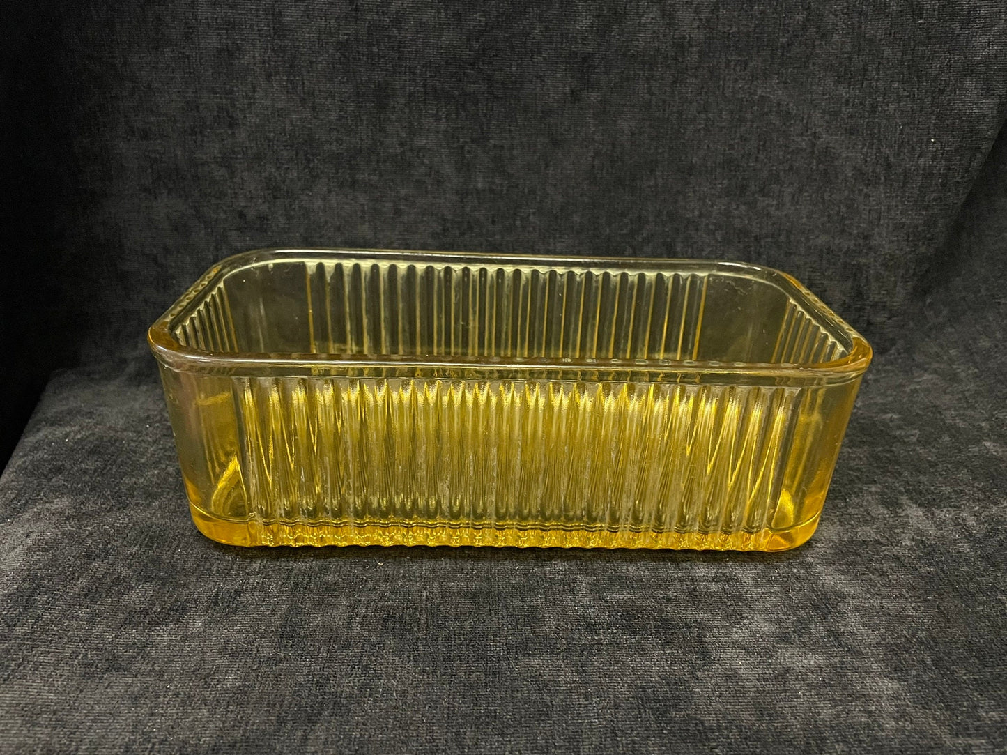 Yellow-Amber Ribbed Refrigerator Storage Container by Federal Glass
