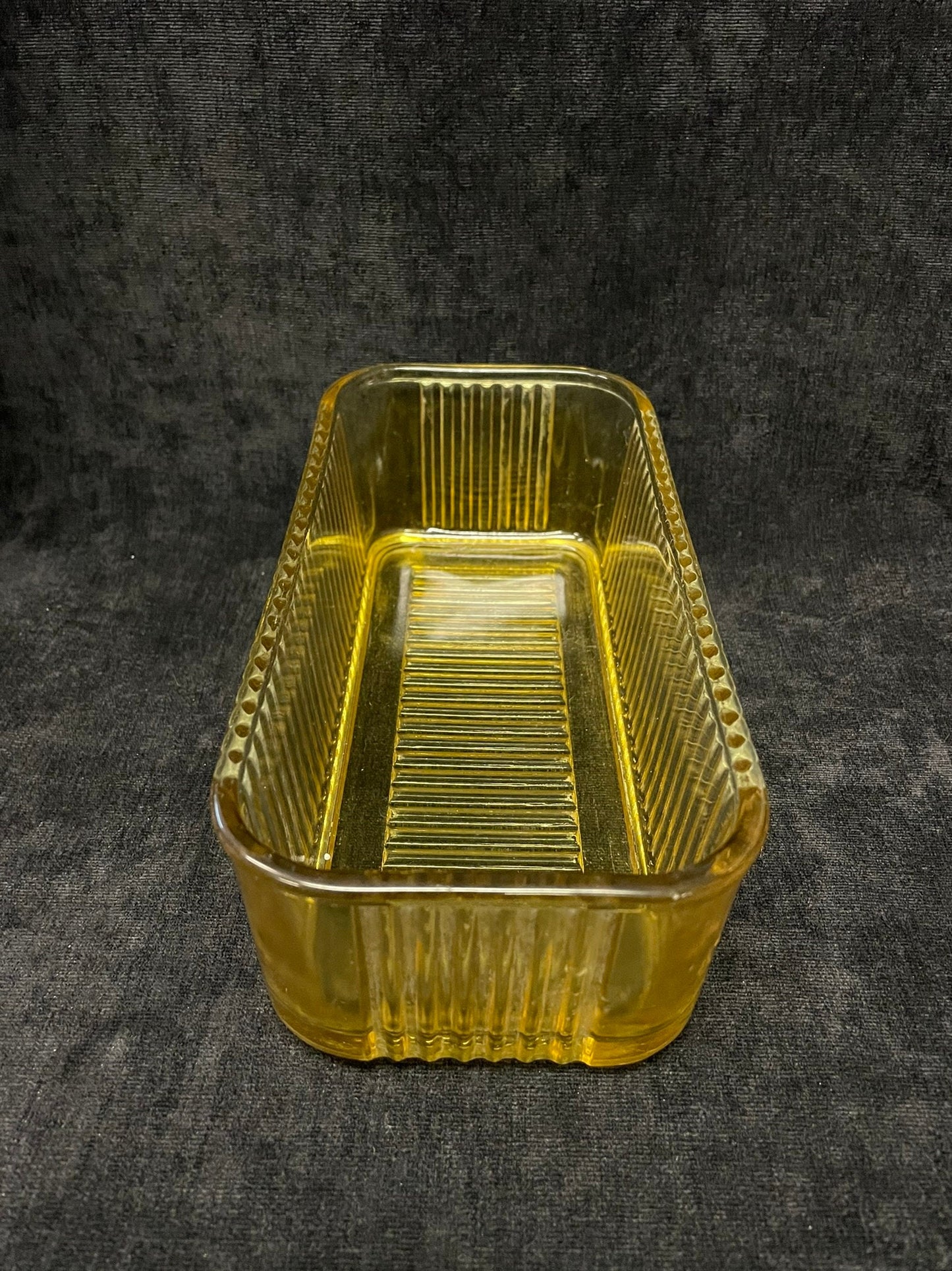 Yellow-Amber Ribbed Refrigerator Storage Container by Federal Glass