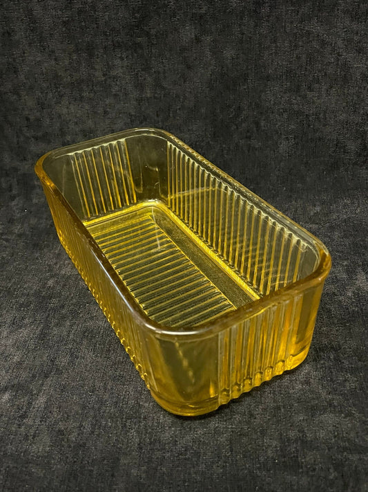 Yellow-Amber Ribbed Refrigerator Storage Container by Federal Glass