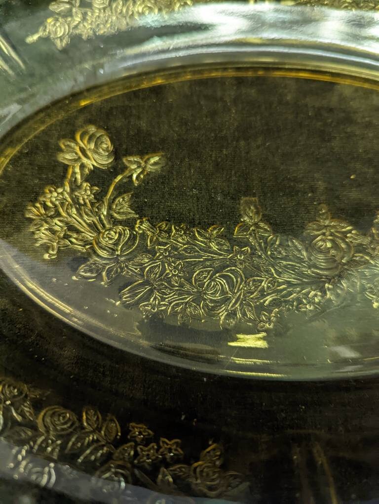 Oval Amber Depression Glass Tray by Federal Glass - Serving Tray in Rose of Sharon 1930s