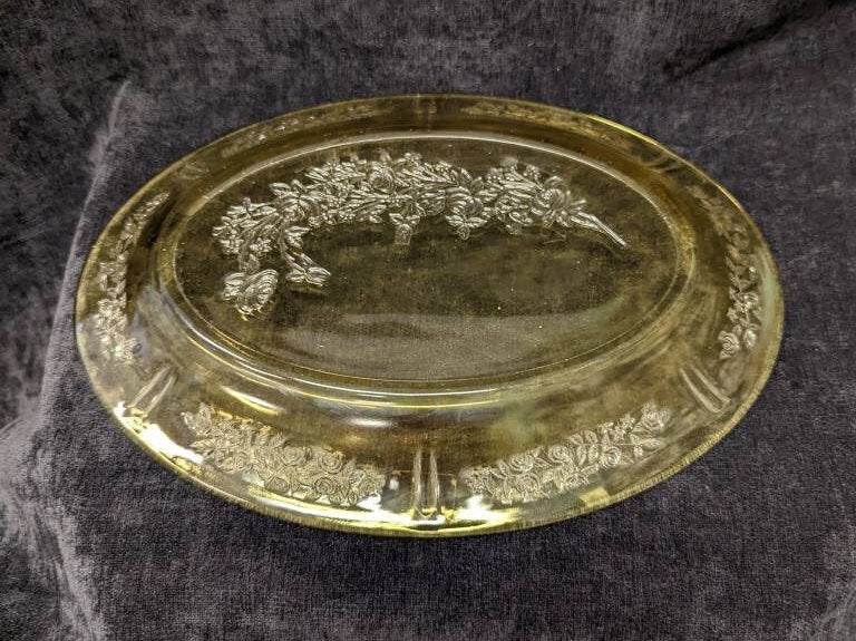 Oval Amber Depression Glass Tray by Federal Glass - Serving Tray in Rose of Sharon 1930s